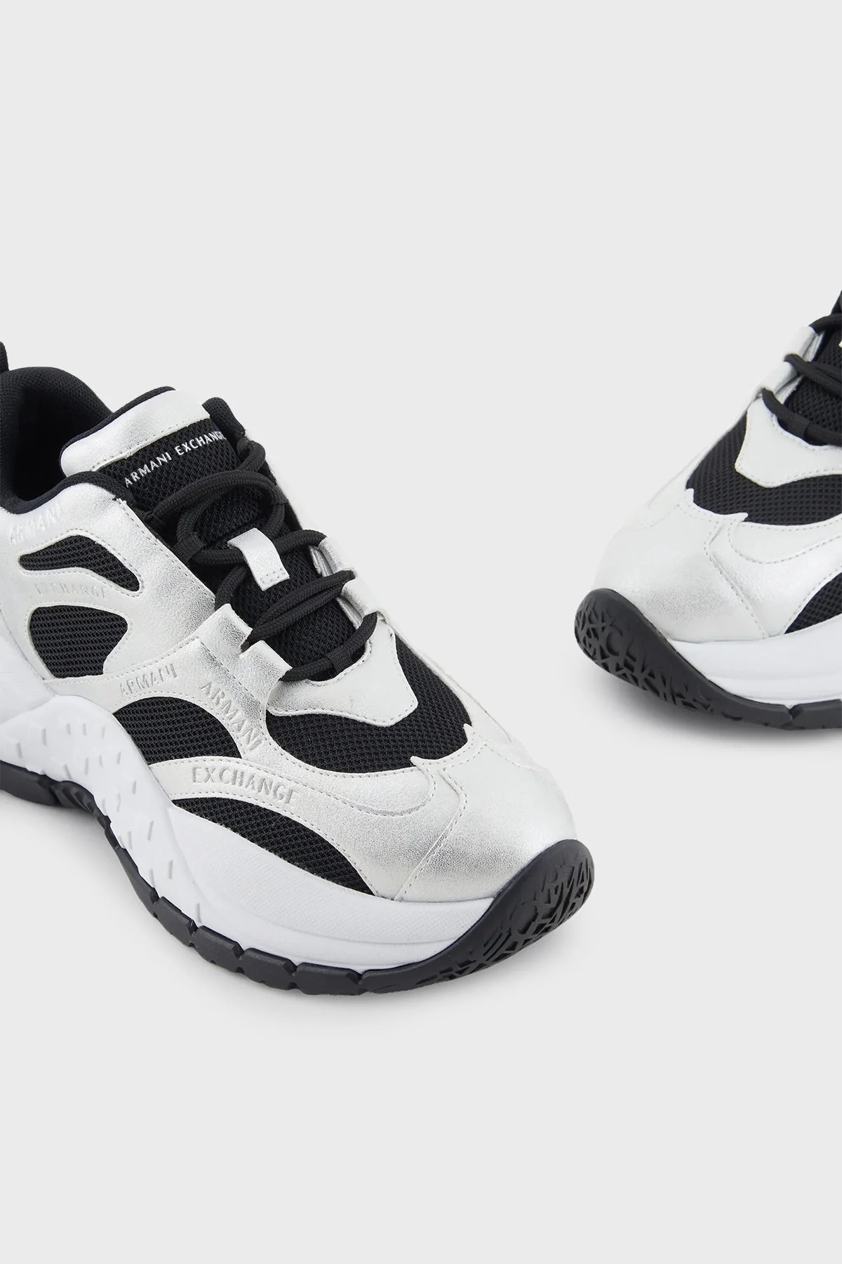 Armani Exchange Logolu Sneaker Bayan Ayakkabı XDX120 XV897 R571 GÜMÜŞ-SİYAH - 5