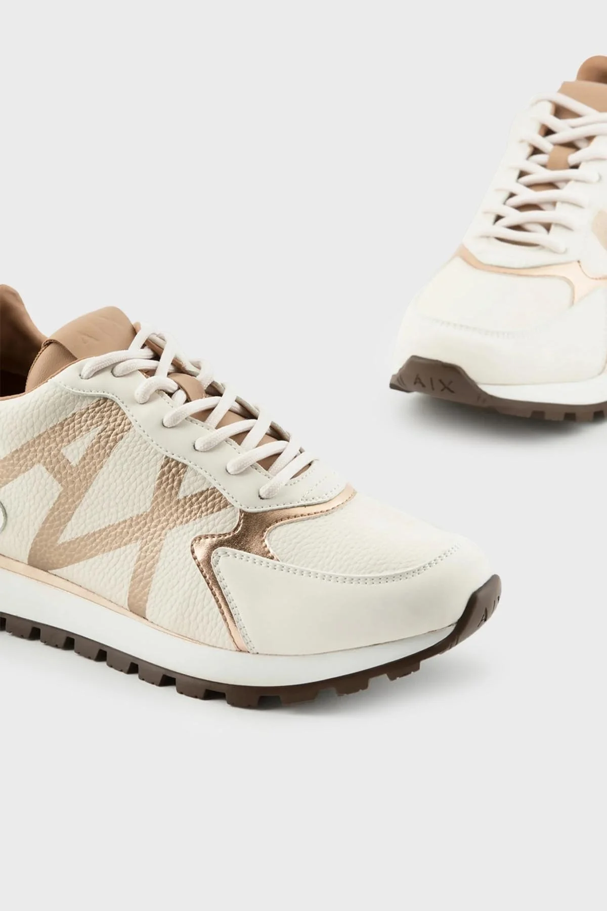 Armani Exchange Logolu Sneaker Bayan Ayakkabı XDX139 XV733 K624 BEYAZ-KAHVE - 5