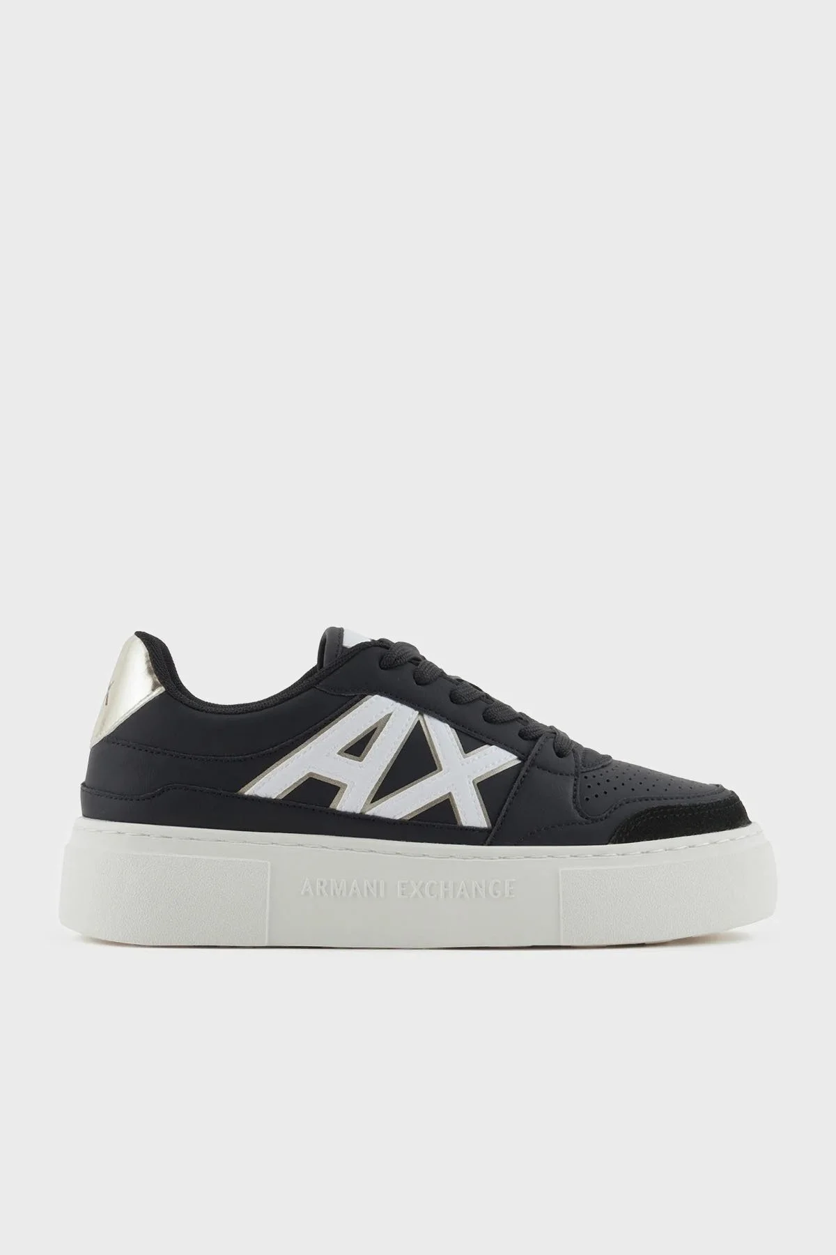 Armani Exchange Logolu Sneaker Bayan Ayakkabı XDX147 XV830 T780 SİYAH-GOLD - 7