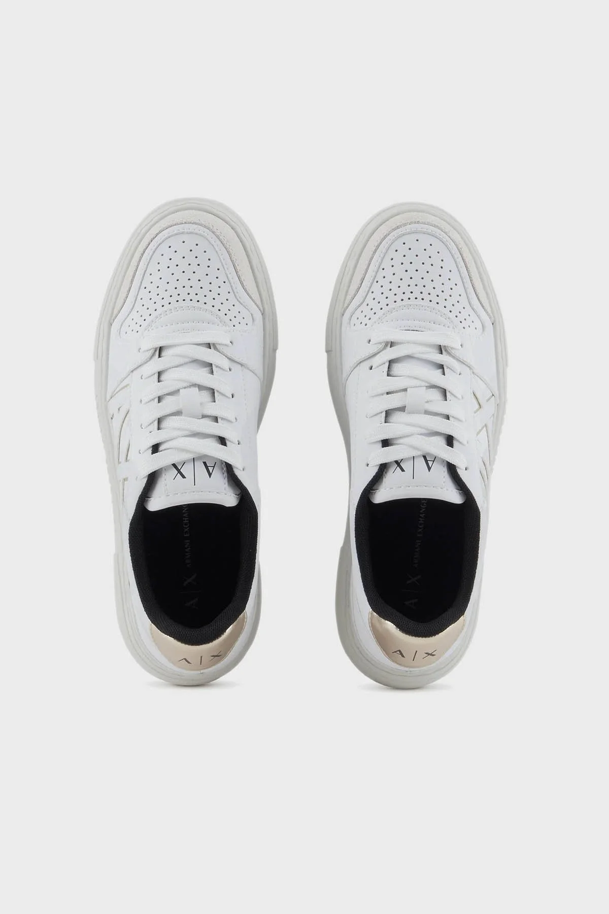 Armani Exchange Logolu Sneaker Bayan Ayakkabı XDX147 XV830 T782 BEYAZ-GOLD - 9