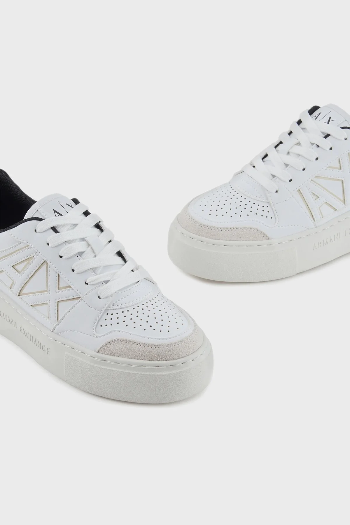 Armani Exchange Logolu Sneaker Bayan Ayakkabı XDX147 XV830 T782 BEYAZ-GOLD - 11