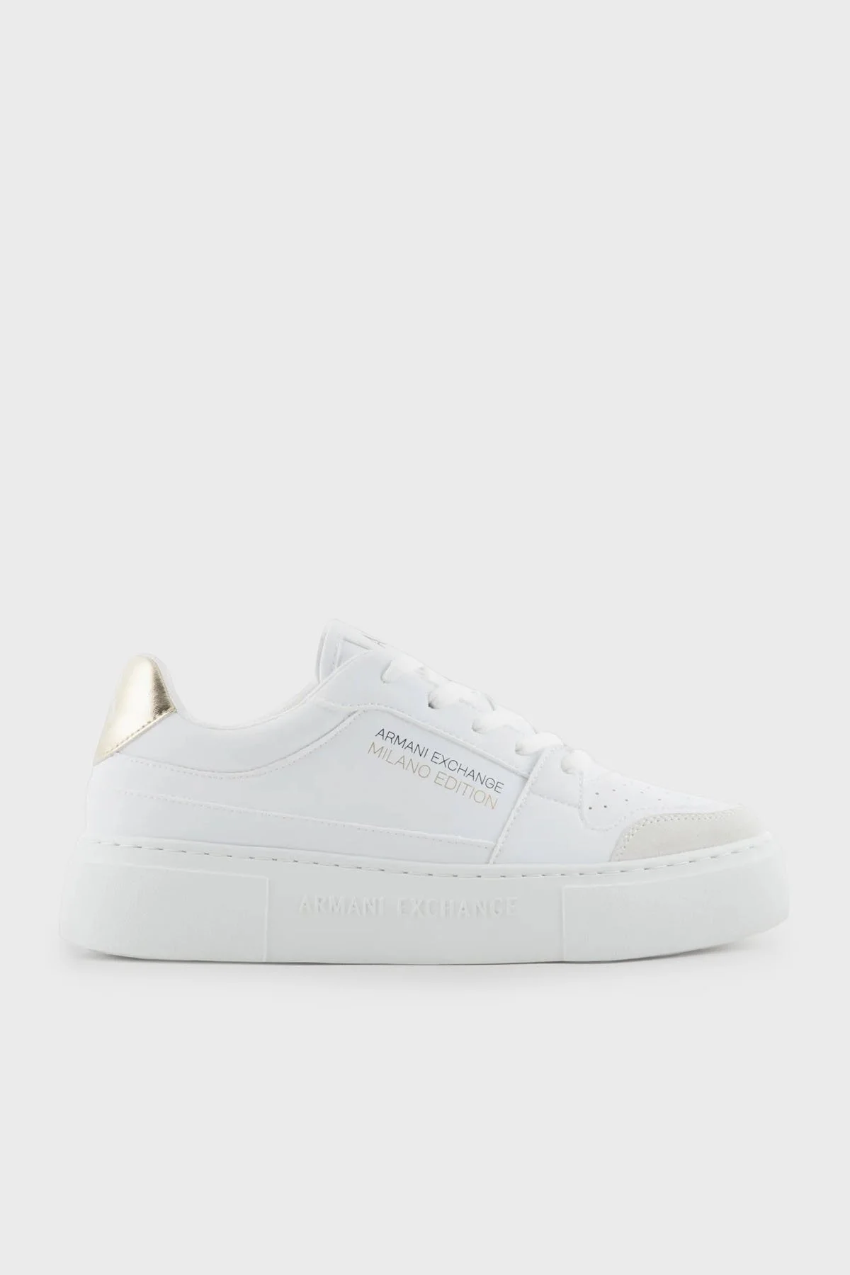 Armani Exchange Logolu Sneaker Bayan Ayakkabı XDX157 XV838 K702 BEYAZ-GOLD - 1