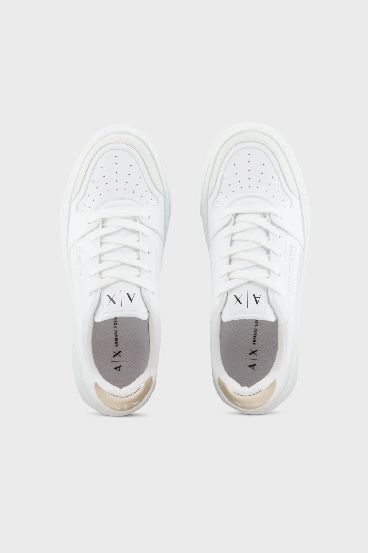 Armani Exchange Logolu Sneaker Bayan Ayakkabı XDX157 XV838 K702 BEYAZ-GOLD - 3