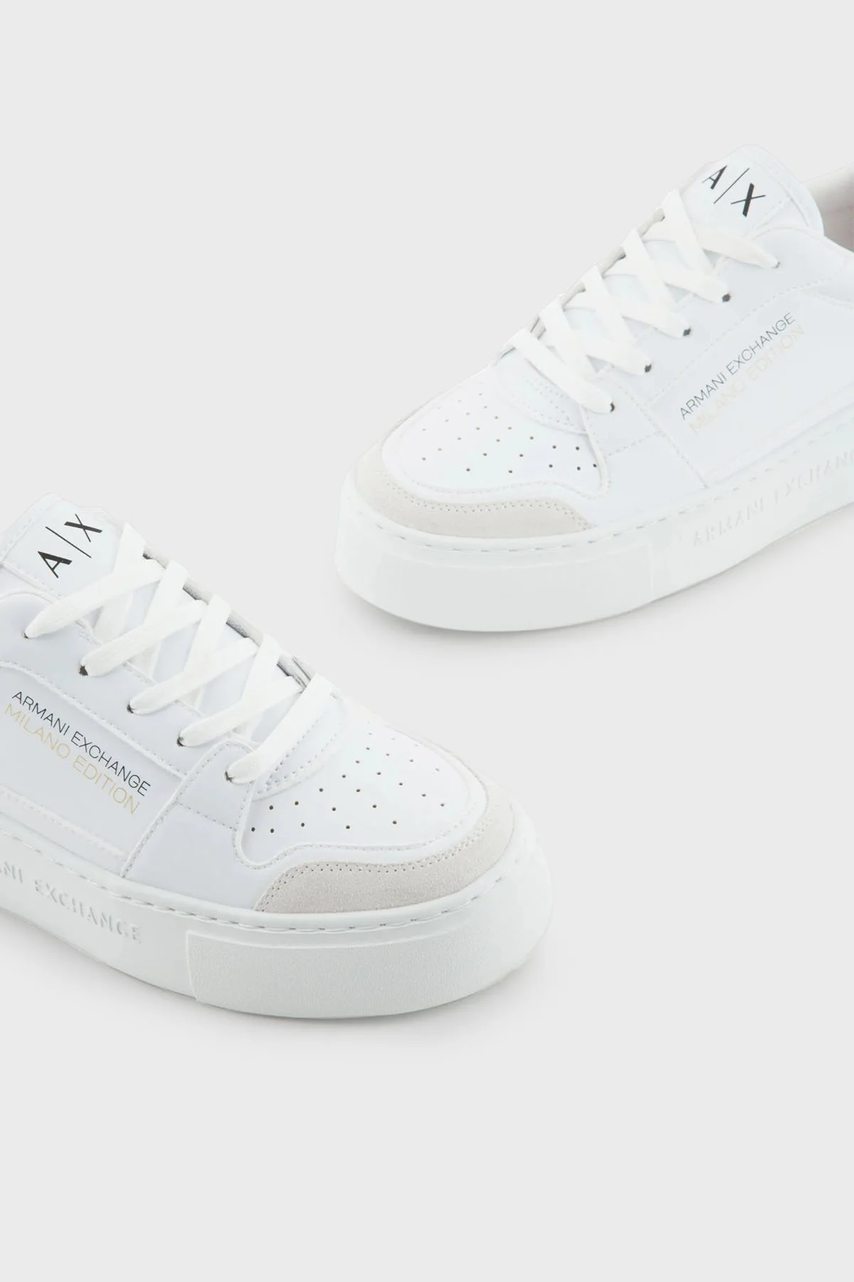 Armani Exchange Logolu Sneaker Bayan Ayakkabı XDX157 XV838 K702 BEYAZ-GOLD - 5
