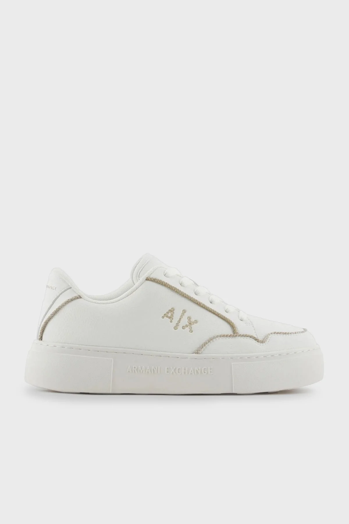 Armani Exchange Logolu Sneaker Bayan Ayakkabı XDX160 XV888 T779 BEYAZ-GOLD - 1