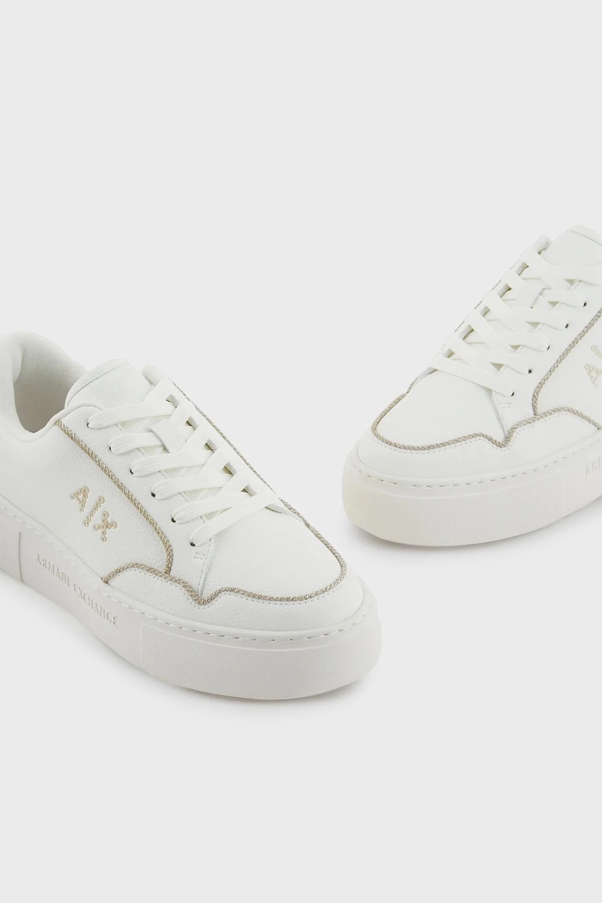 Armani Exchange Logolu Sneaker Bayan Ayakkabı XDX160 XV888 T779 BEYAZ-GOLD - 5