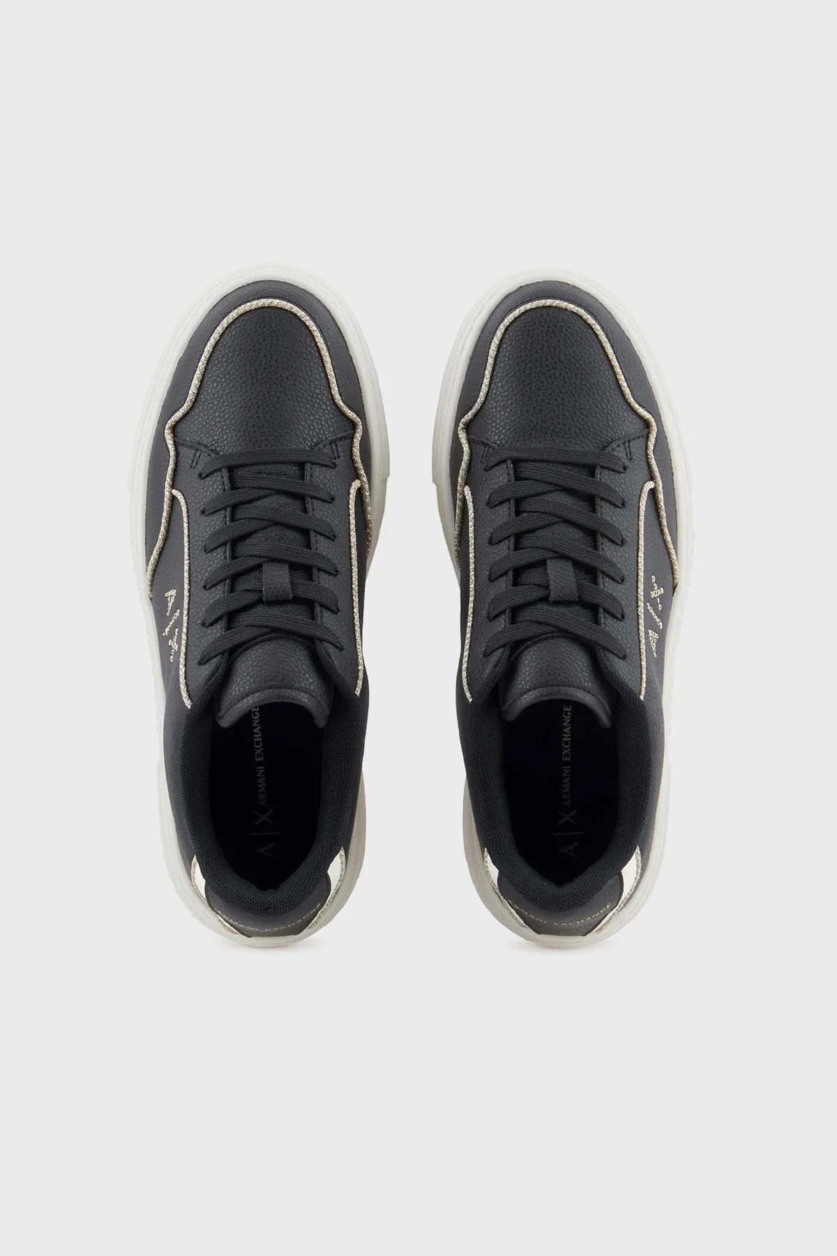 Armani Exchange Logolu Sneaker Bayan Ayakkabı XDX160 XV888 T780 SİYAH-GOLD - 3