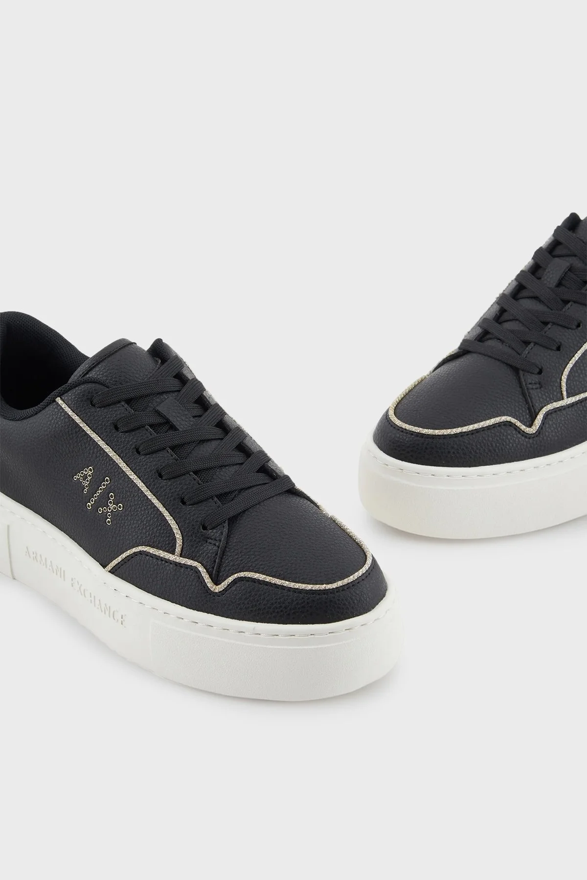 Armani Exchange Logolu Sneaker Bayan Ayakkabı XDX160 XV888 T780 SİYAH-GOLD - 5