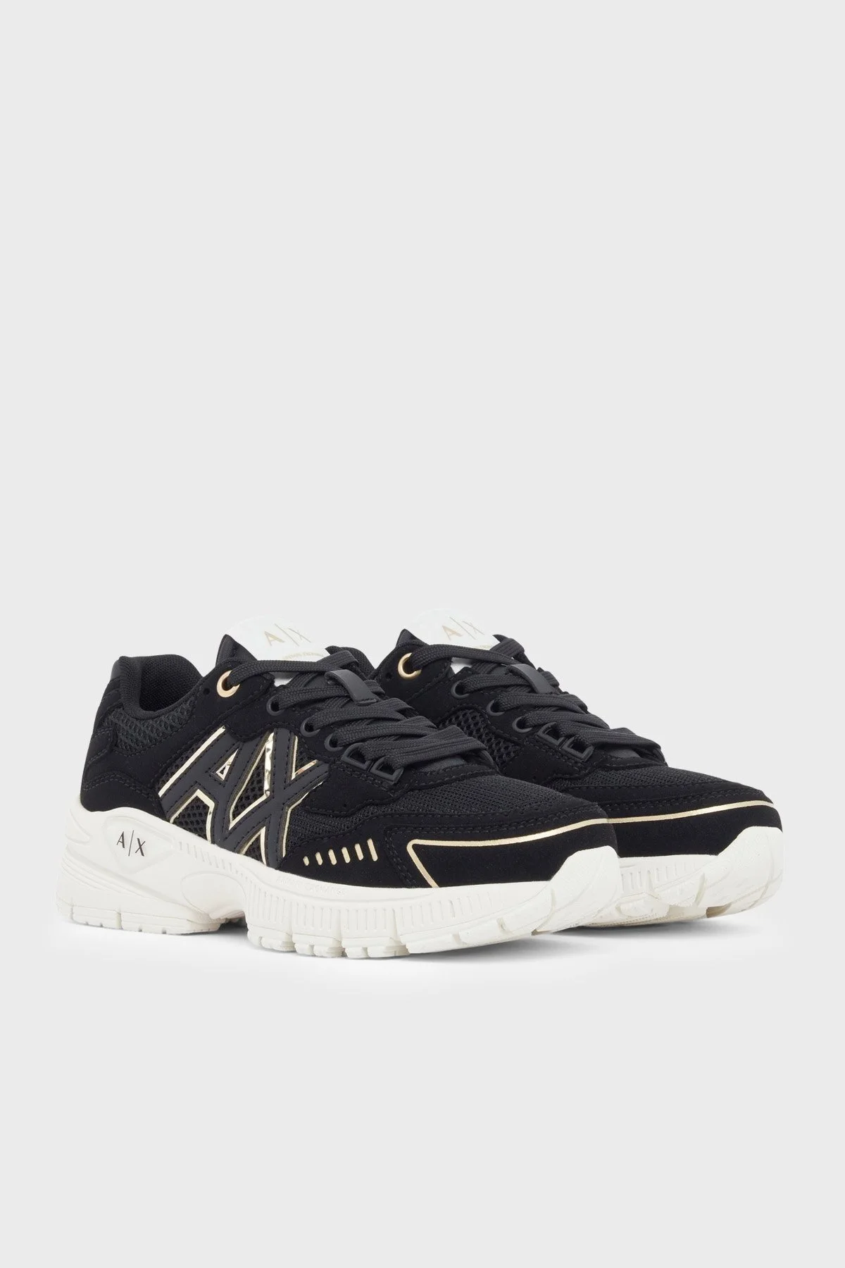 Armani Exchange Logolu Sneaker Kadın Ayakkabı XW002153 AF22757 MZ815 Siyah-gold - 2