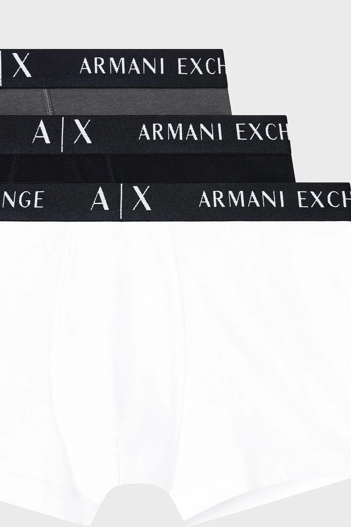 Armani Exchange Logolu Streç Pamuklu 3 Pack Erkek Boxer XM000871 AF13682 M7010 SİYAH-BEYAZ-GRİ - 4