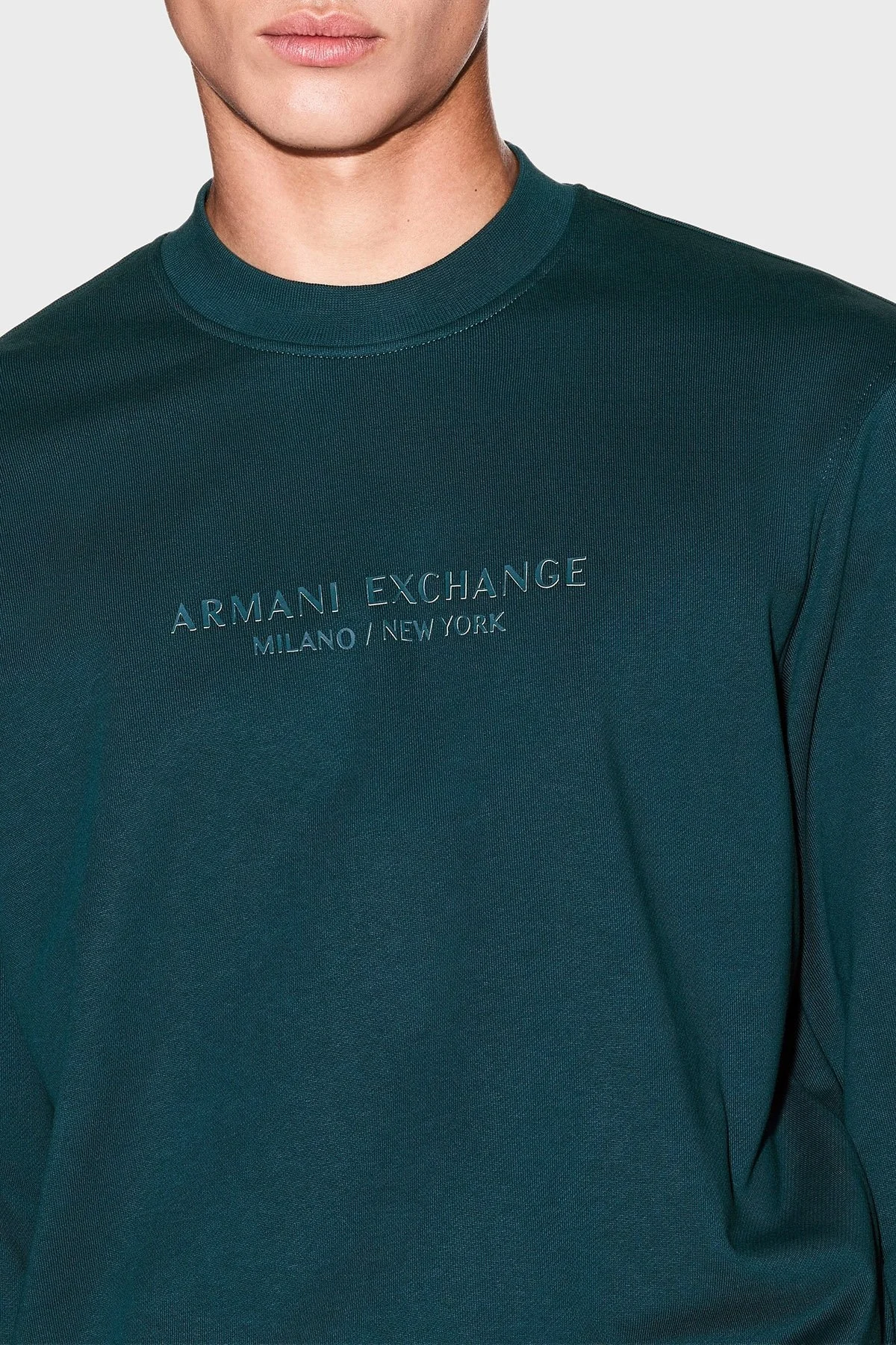Armani Exchange Logolu Streç Pamuklu Regular Fit Bisiklet Yaka Erkek Sweat XM001284 AF20934 UB022 PETROL - 4