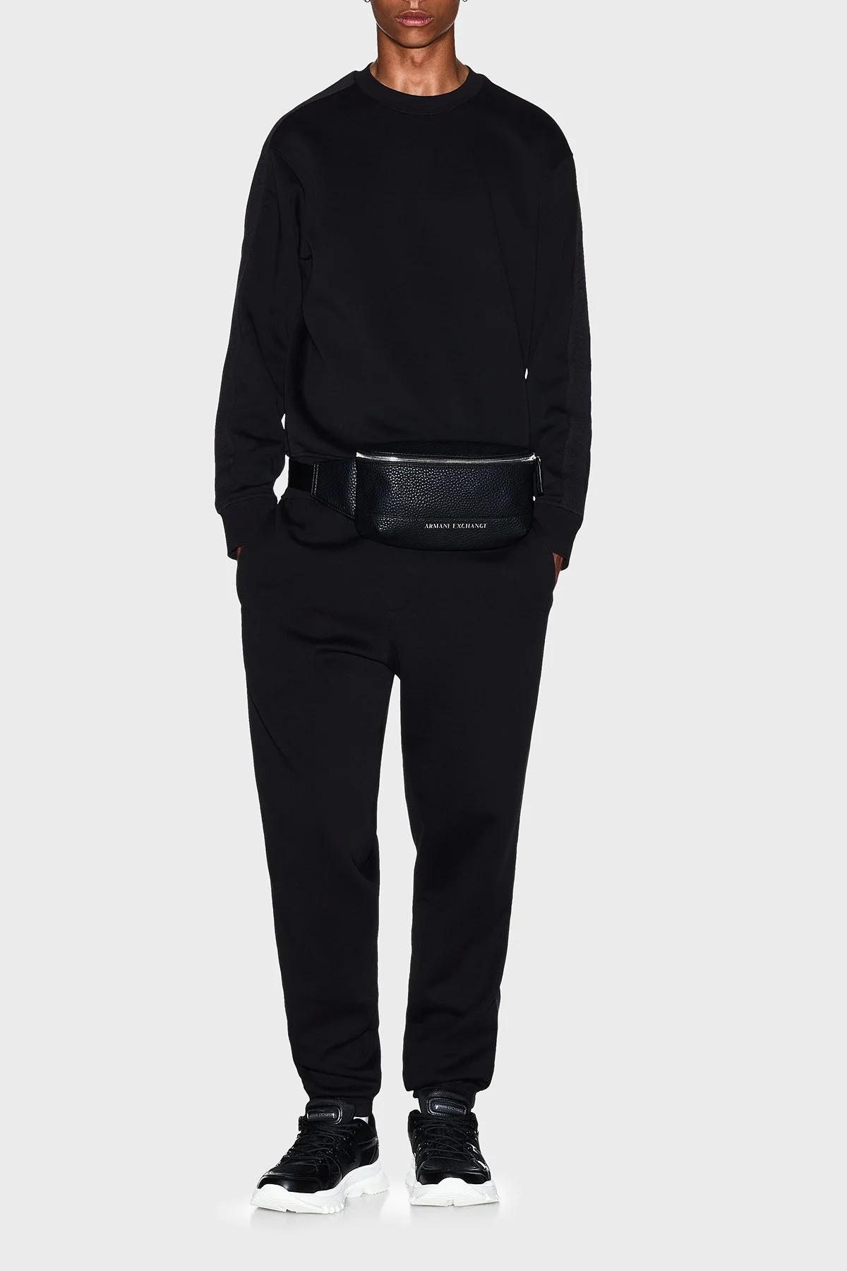 Armani Exchange Logolu Streç Pamuklu Regular Fit Bisiklet Yaka Erkek Sweat XM001296 AF10818 UC001 SİYAH - 2