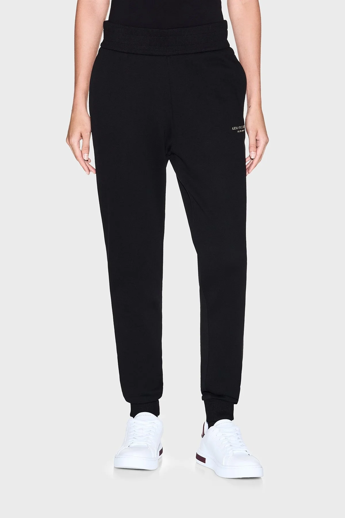 Armani Exchange Logolu Streç Pamuklu Regular Fit Jogger Bayan Pantolon XW001454 AF10830 MC021 SİYAH-GOLD - 1