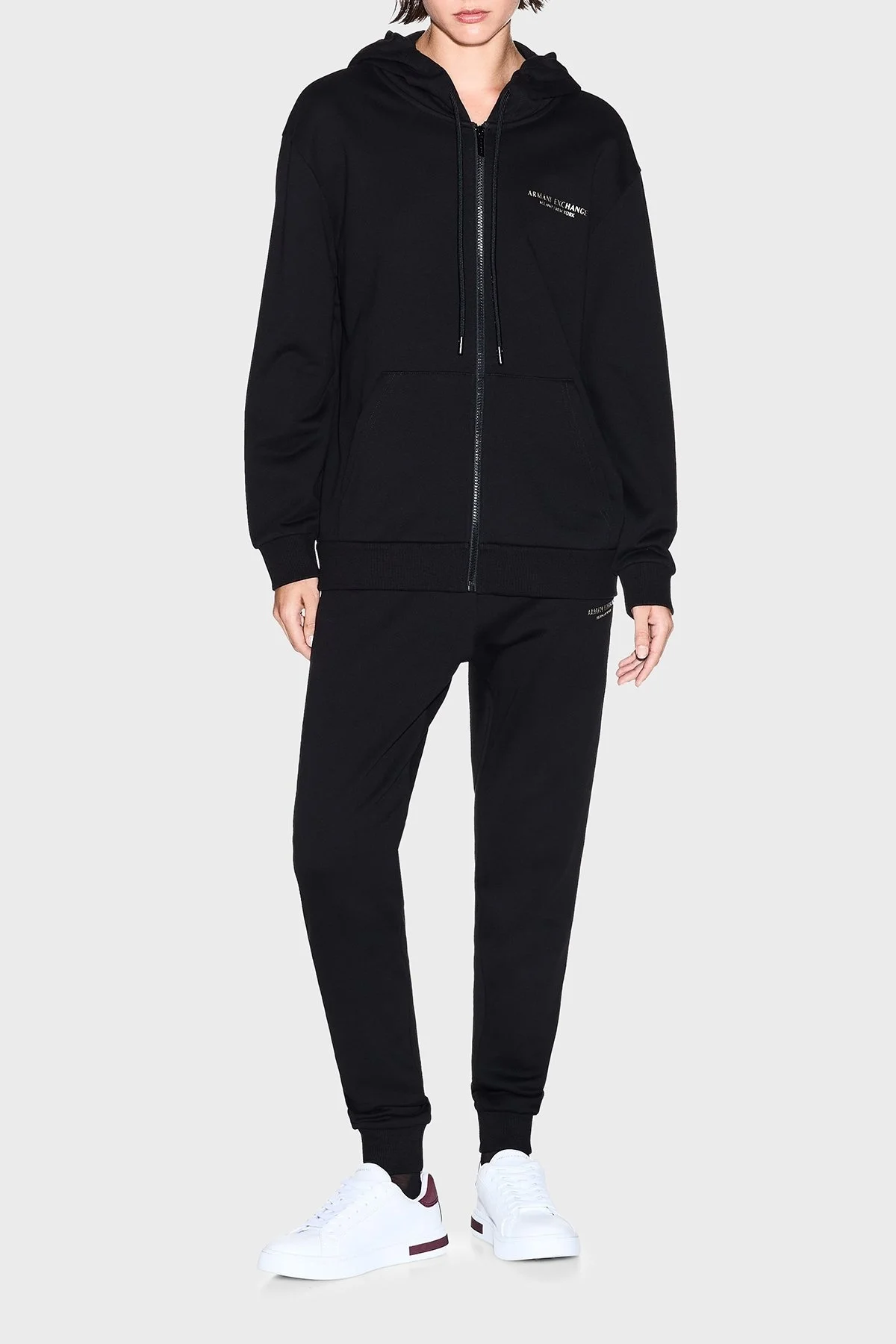 Armani Exchange Logolu Streç Pamuklu Regular Fit Jogger Bayan Pantolon XW001454 AF10830 MC021 SİYAH-GOLD - 2