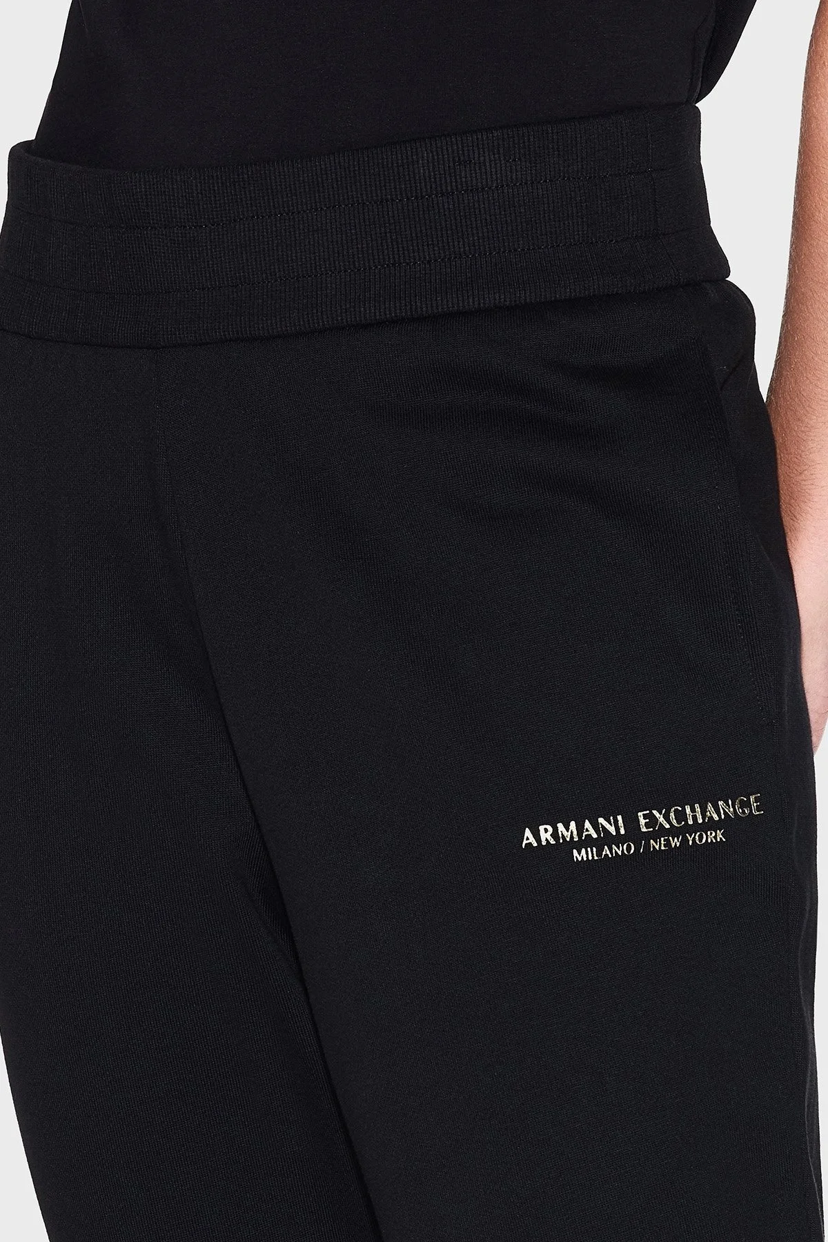 Armani Exchange Logolu Streç Pamuklu Regular Fit Jogger Bayan Pantolon XW001454 AF10830 MC021 SİYAH-GOLD - 4