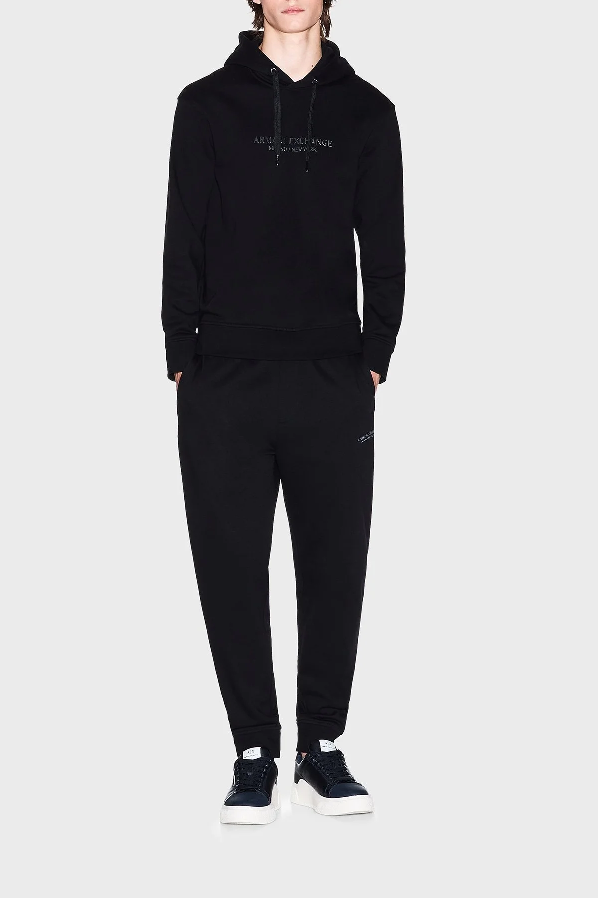 Armani Exchange Logolu Streç Pamuklu Regular Fit Kapüşonlu Erkek Sweat XM001294 AF20934 UC001 SİYAH - 2