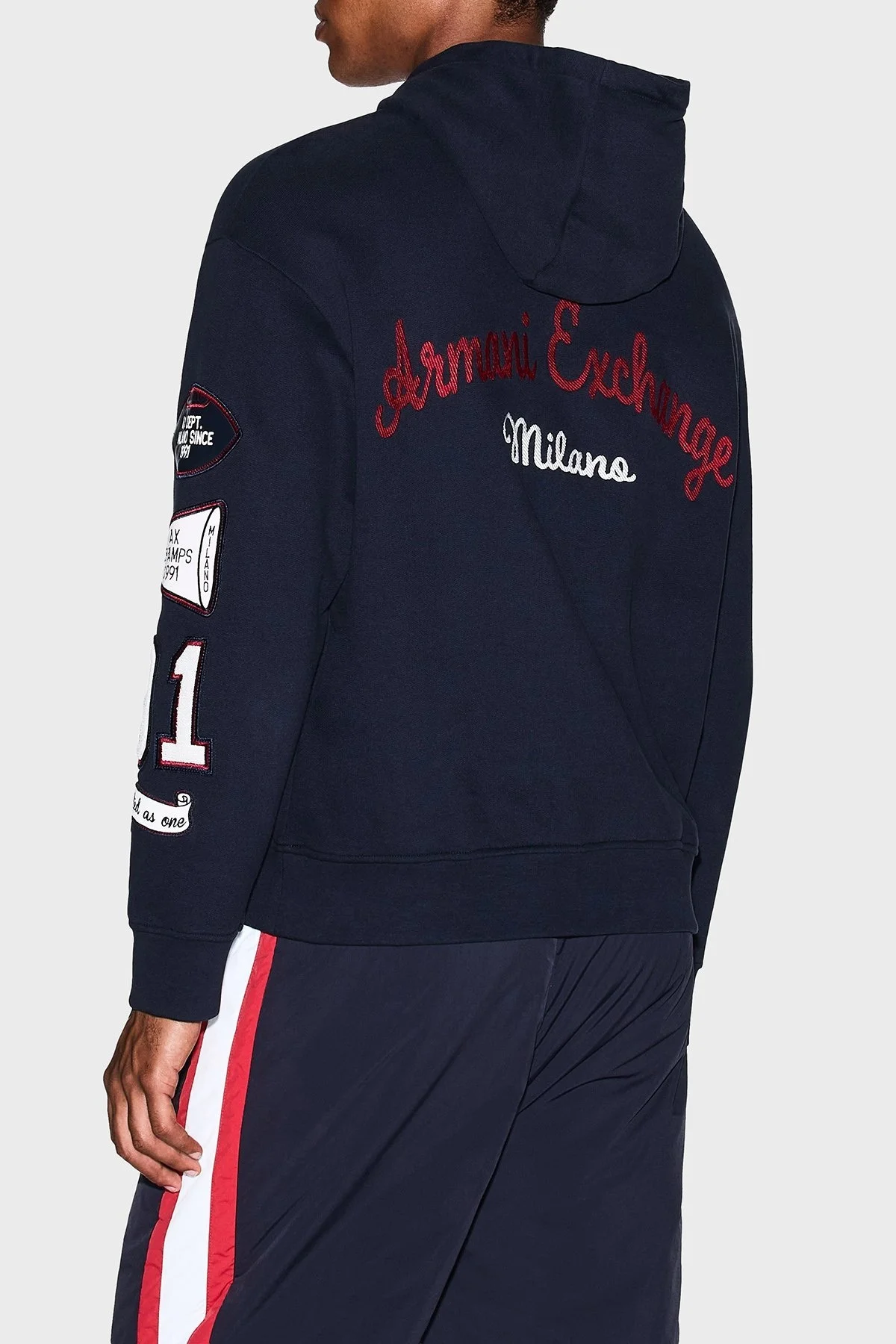 Armani Exchange Logolu Streç Pamuklu Regular Fit Kapüşonlu Yaka Erkek Sweat XM000749 AF12656 UB101 LACİVERT - 3