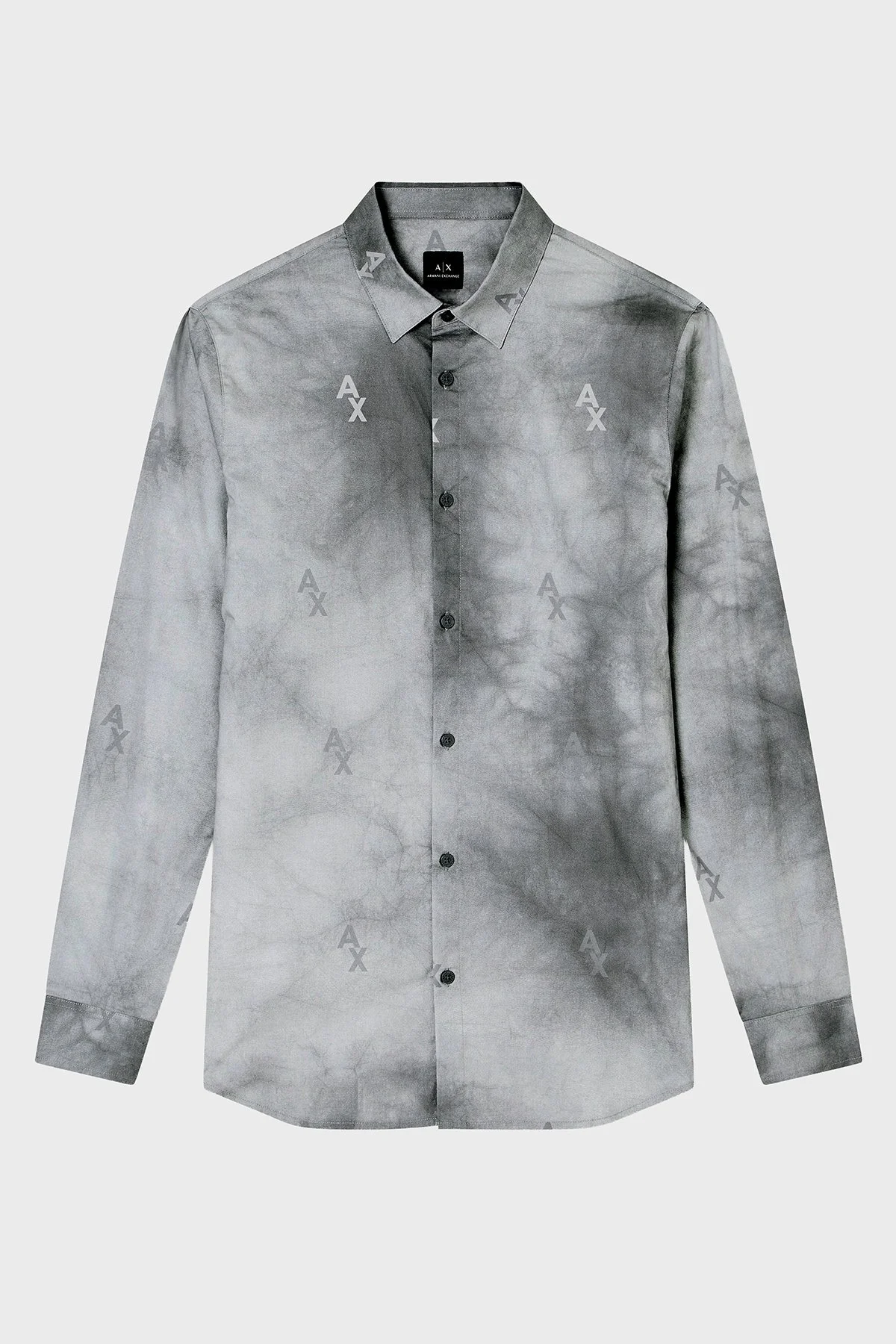 Armani Exchange Logolu Streç Pamuklu Slim Fit Klasik Yaka Erkek Gömlek XM001956 AF13184 F8042 GRİ - 5