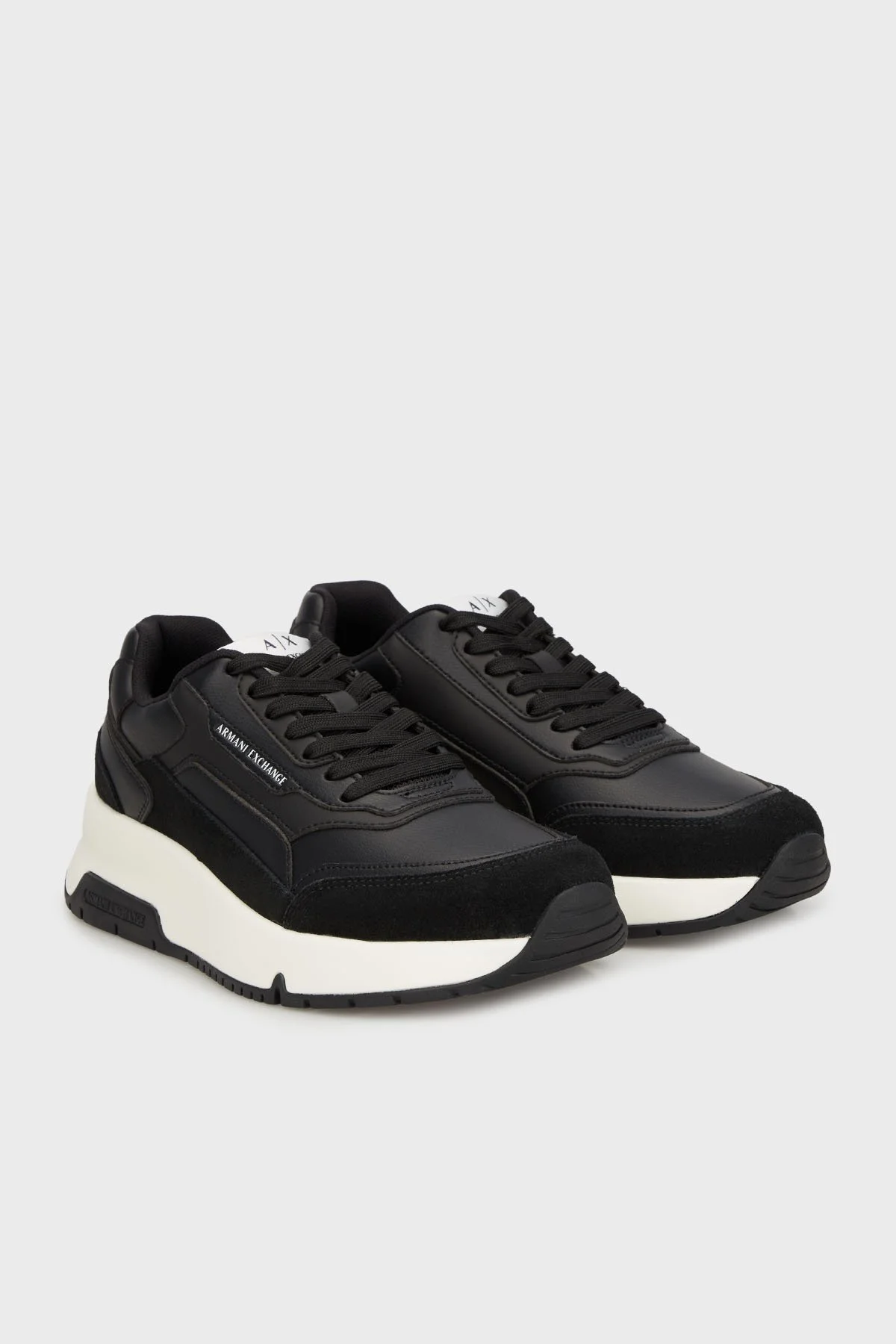 Armani Exchange Logolu Süet Detaylı Kalın Taban Sneaker Erkek Ayakkabı XM001718 AF17544 UC001 SİYAH - 2