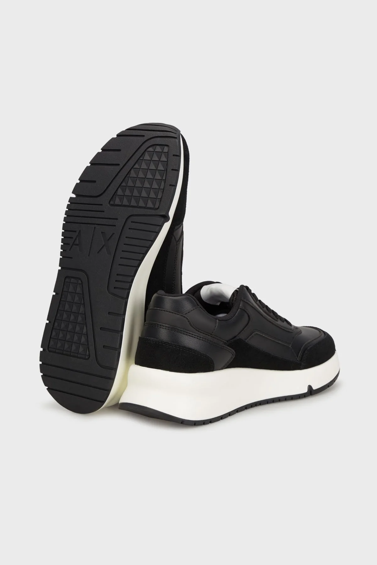 Armani Exchange Logolu Süet Detaylı Kalın Taban Sneaker Erkek Ayakkabı XM001718 AF17544 UC001 SİYAH - 4