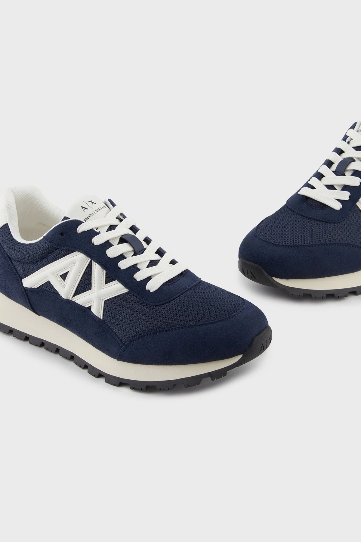 Armani Exchange Logolu Süet Detaylı Sneaker Erkek Ayakkabı XM001960 AF19388 MB005 LACİVERT-BEYAZ - 4