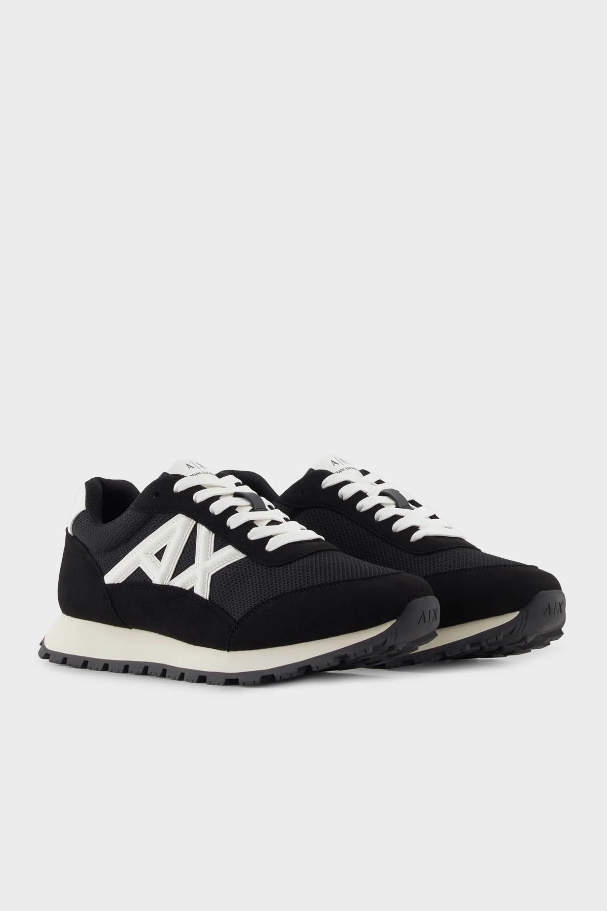 Armani Exchange Logolu Süet Detaylı Sneaker Erkek Ayakkabı XM001960 AF19388 MC024 SİYAH-BEYAZ - 2