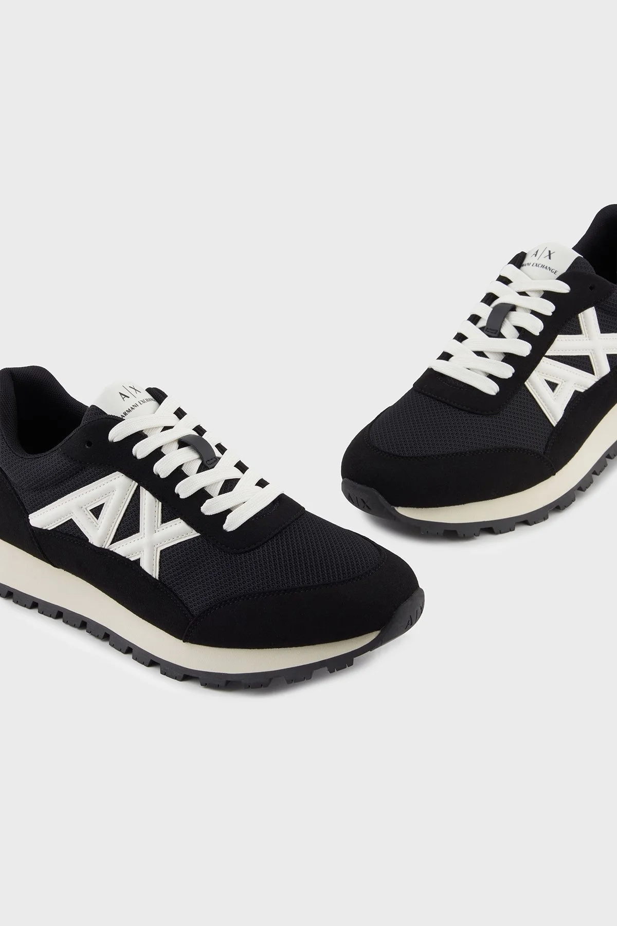 Armani Exchange Logolu Süet Detaylı Sneaker Erkek Ayakkabı XM001960 AF19388 MC024 SİYAH-BEYAZ - 4