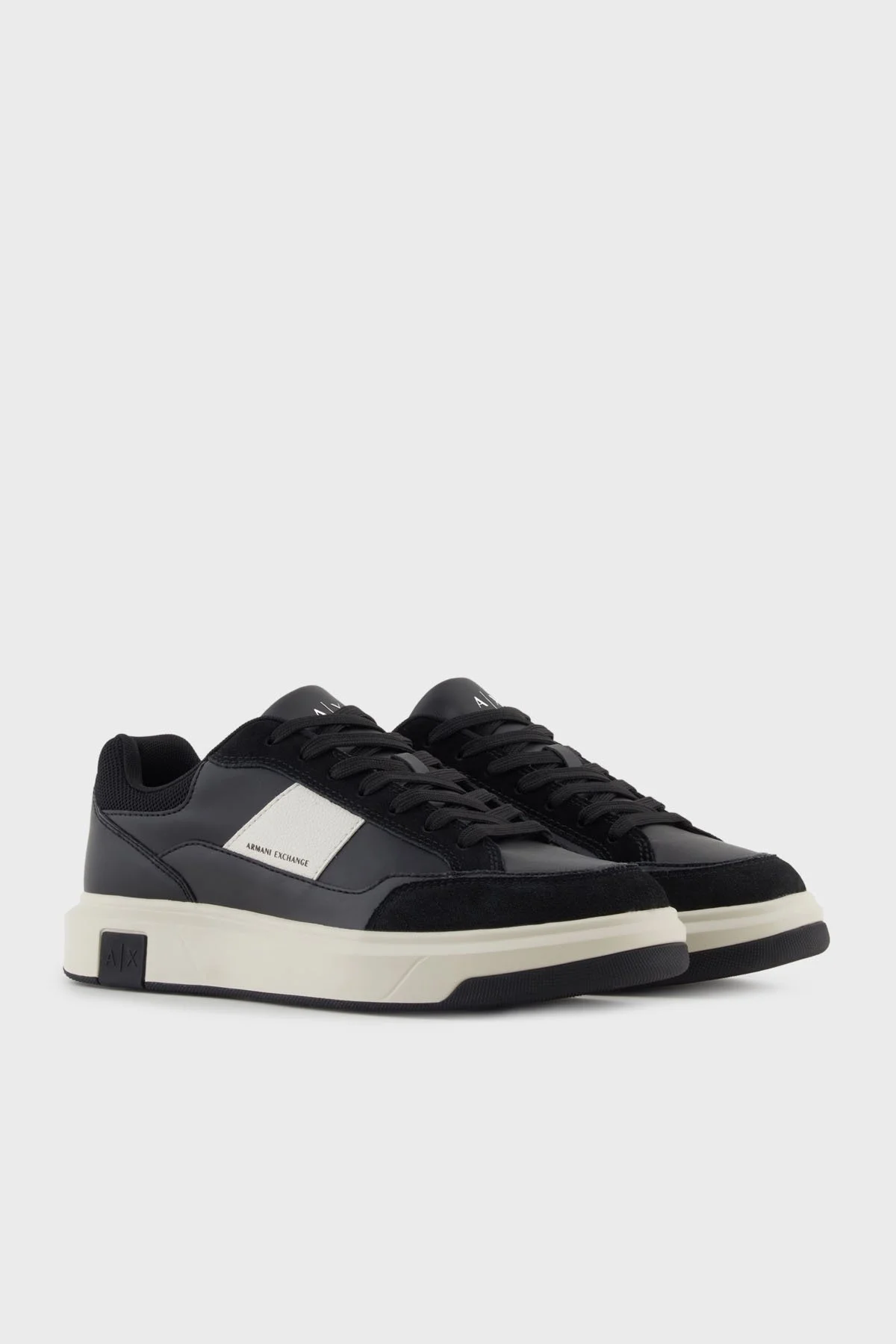Armani Exchange Logolu Süet ve File Detaylı Sneaker Erkek Ayakkabı XM001720 AF17529 MC024 SİYAH-BEYAZ - 2