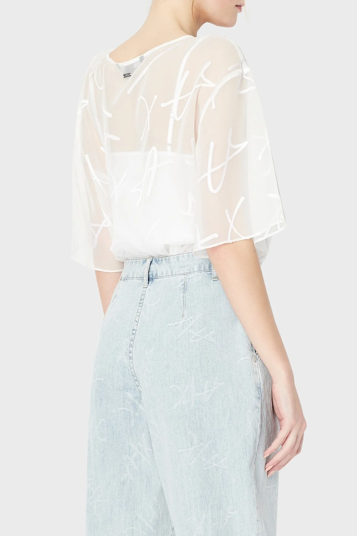 Armani Exchange Logolu Transparan 2li Bayan Bluz 3RYH26 YN2KZ 1000 BEYAZ - 2