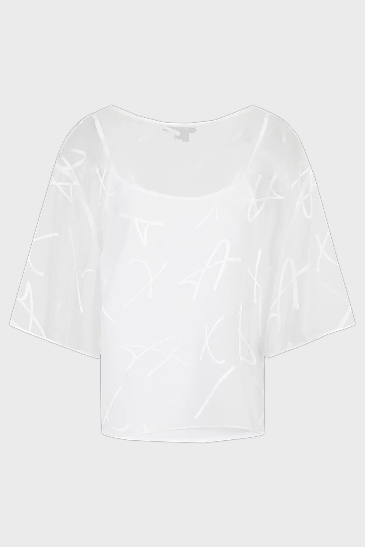 Armani Exchange Logolu Transparan 2li Bayan Bluz 3RYH26 YN2KZ 1000 BEYAZ - 5