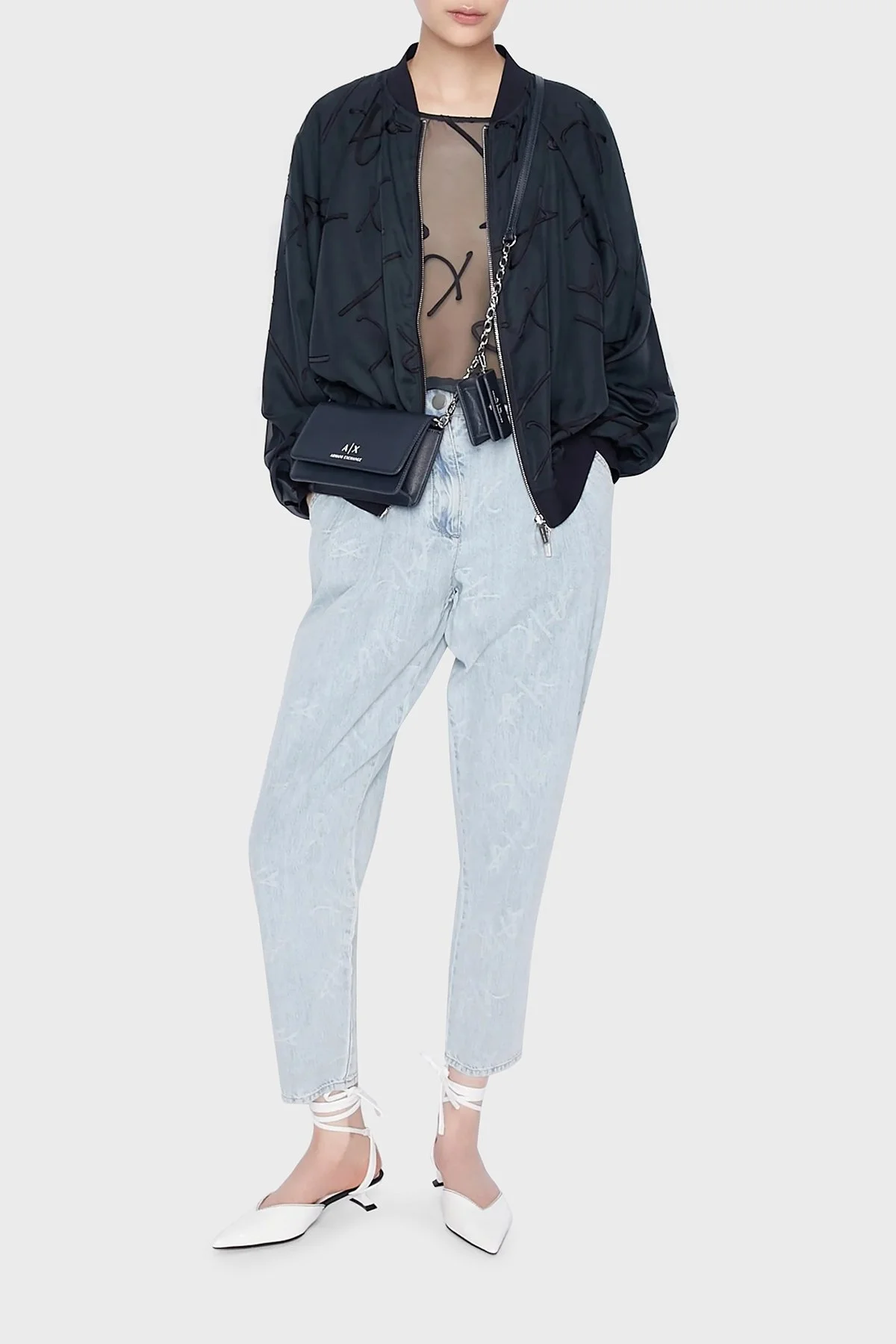 Armani Exchange Logolu Tül Detaylı Mevsimlik İnce Bayan Mont 3RYB20 YN2KZ 15CO SİYAH - 2