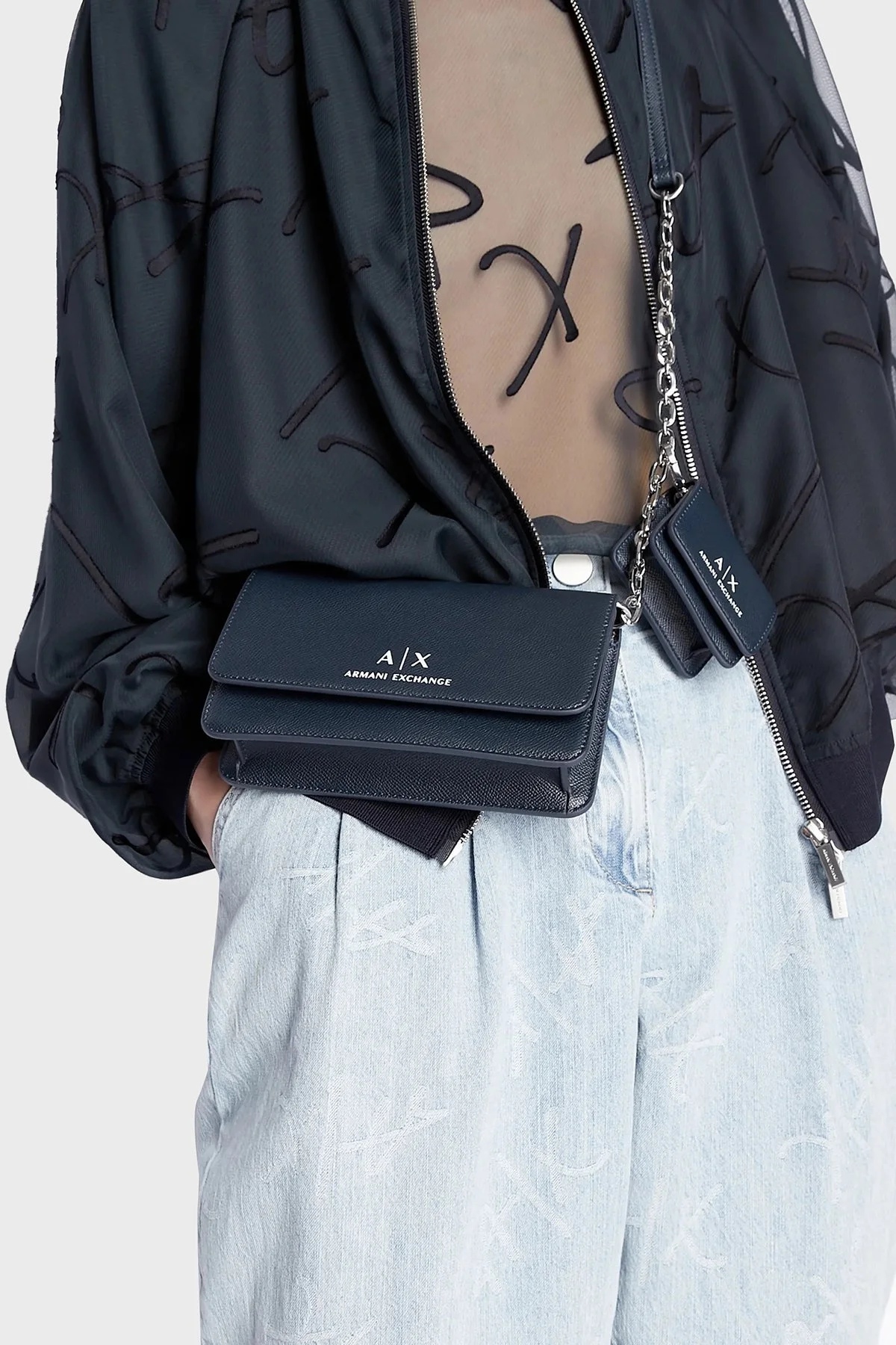 Armani Exchange Logolu Tül Detaylı Mevsimlik İnce Bayan Mont 3RYB20 YN2KZ 15CO SİYAH - 3