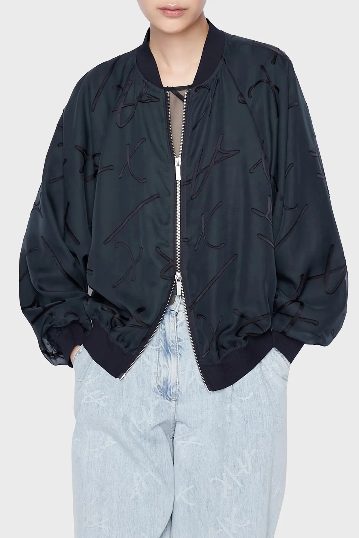Armani Exchange Logolu Tül Detaylı Mevsimlik İnce Bayan Mont 3RYB20 YN2KZ 15CO SİYAH - 1