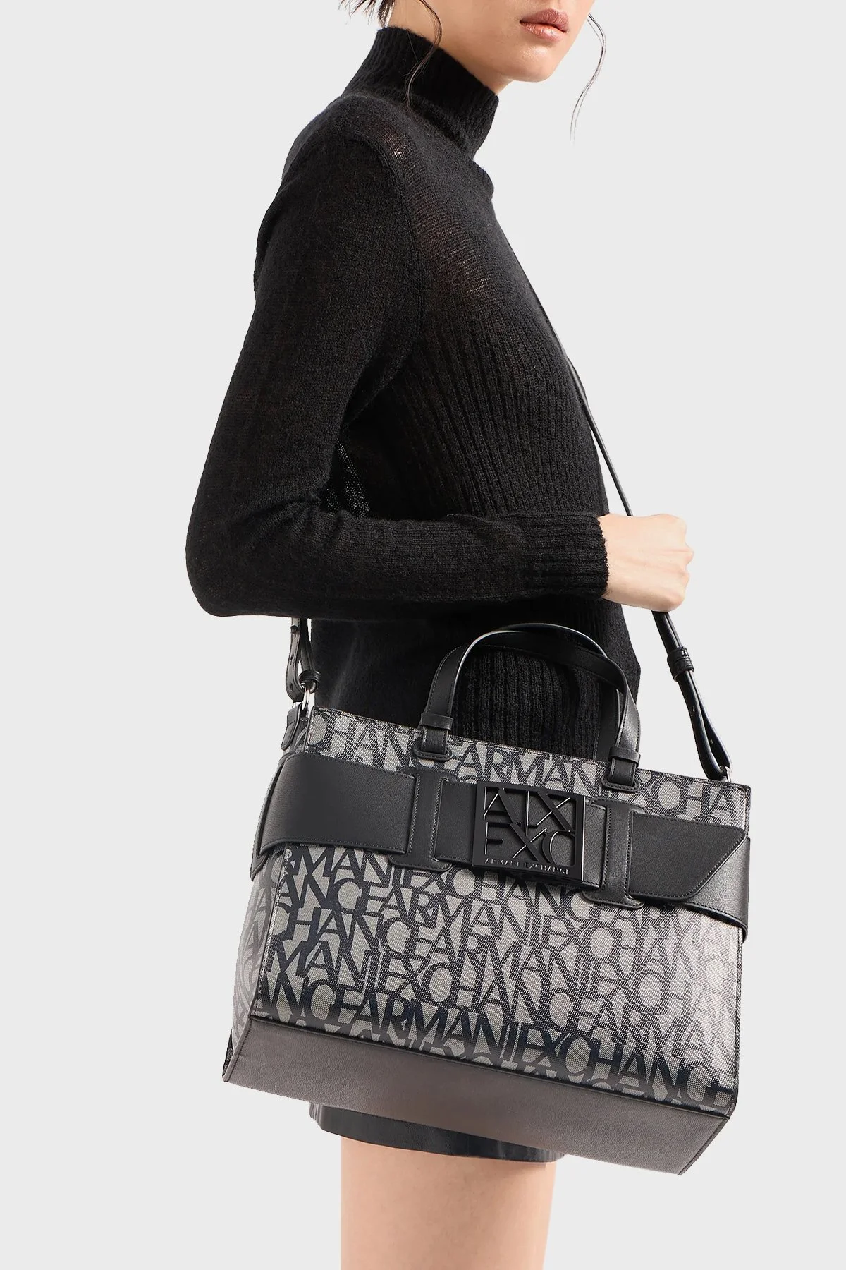 Armani Exchange Logolu Uzatma Askılı Kadın Çanta 942689 3F742 00850 Siyah-gri - 2
