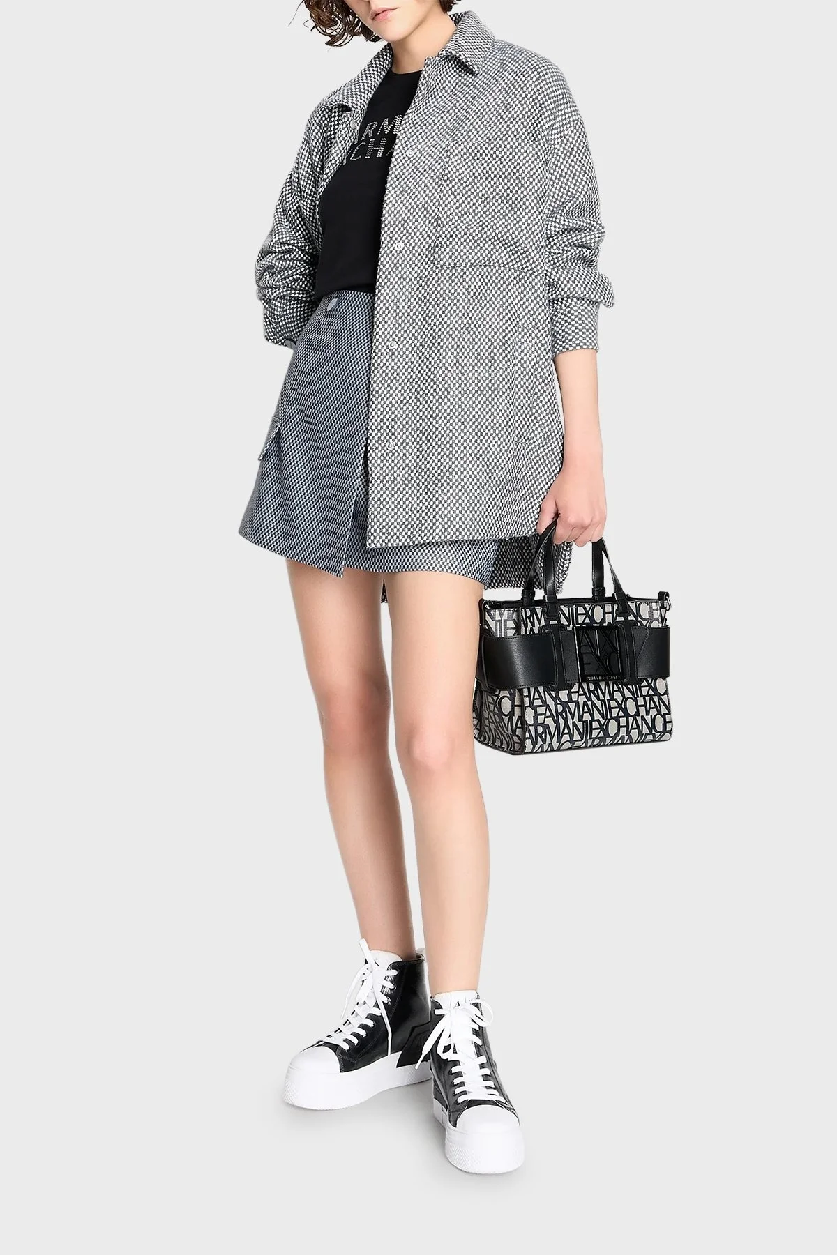 Armani Exchange Logolu Uzatma Askılı Bayan Çanta 942690 3F742 00850 SİYAH-GRİ - 2