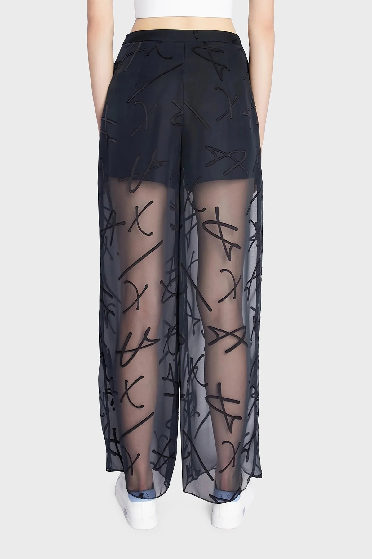 Armani Exchange Logolu Yüksek Bel Transparan Bayan Pantolon 3RYP26 YN2KZ 15CO SİYAH - 3