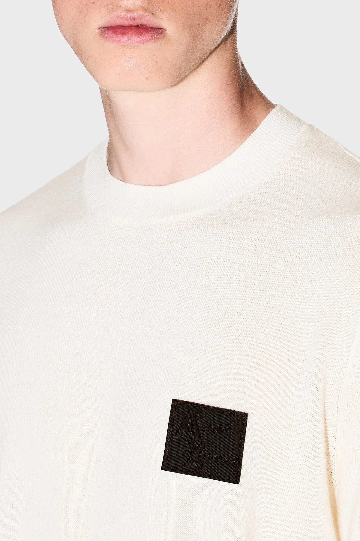 Armani Exchange Logolu Yün Karışımlı Regular Fit Yuvarlak Yaka Erkek Kazak XM001329 AF11982 U0009 BEYAZ - 3