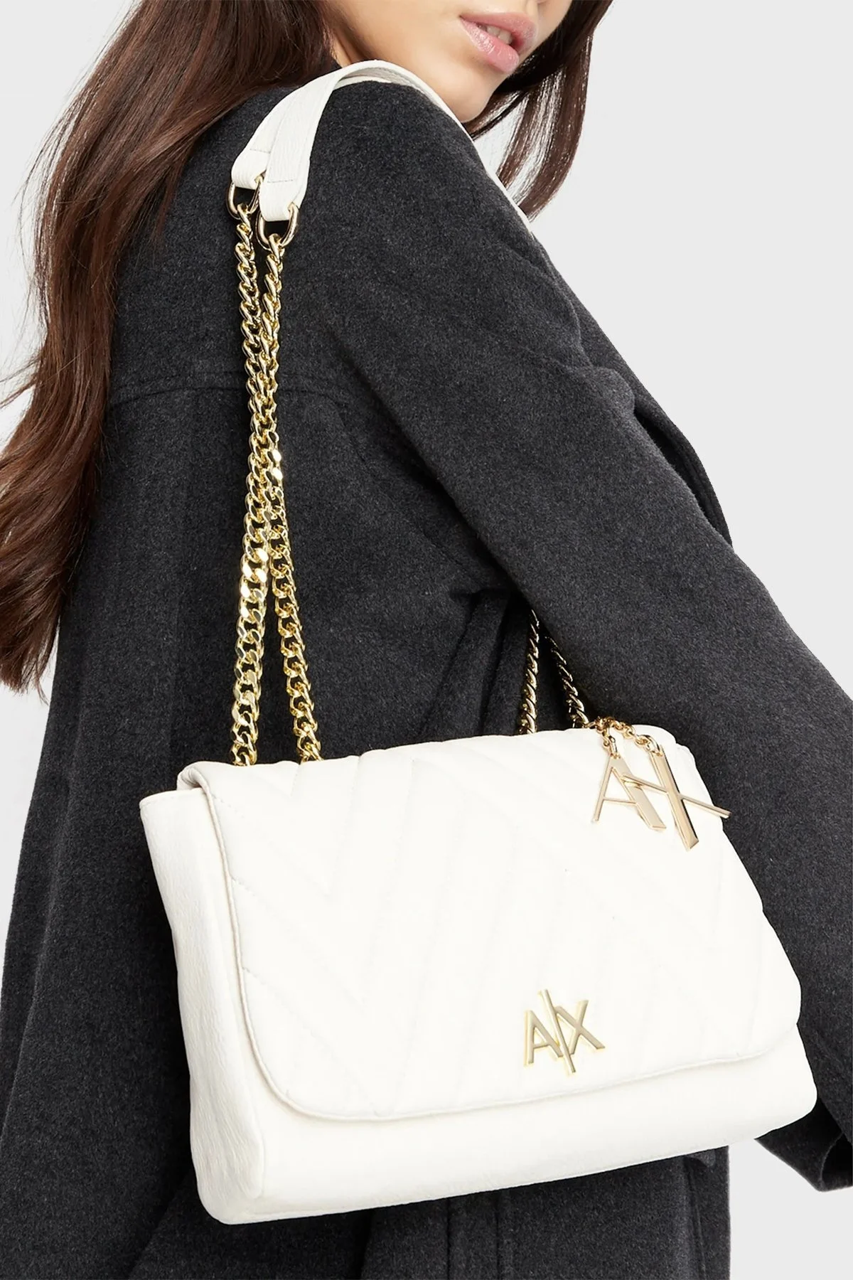 Armani Exchange Logolu Zincir Askılı Bayan Çanta 942853 2F745 09511 EKRU - 2