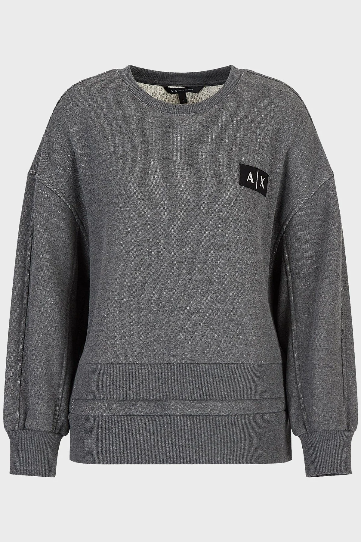 Armani Exchange Loose Fit Bisiklet Yaka Pamuklu Bayan Sweat 6LYM57 YJBUZ 3998 KOYU GRİ - 5