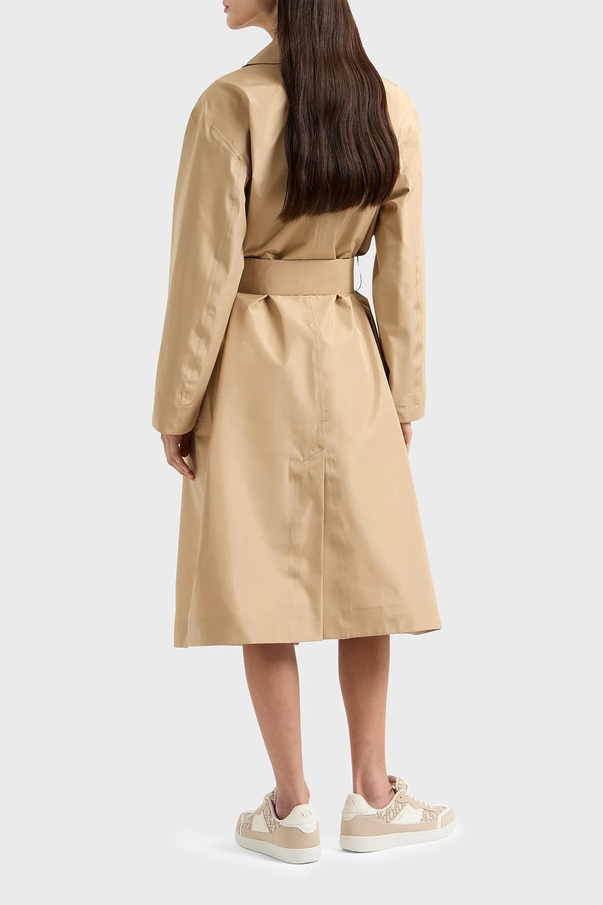 Armani Exchange Loose Fit Kruvaze Yaka Kemer Detaylı Uzun Bayan Trençkot XW001176 AF12806 U6218 BEJ - 8