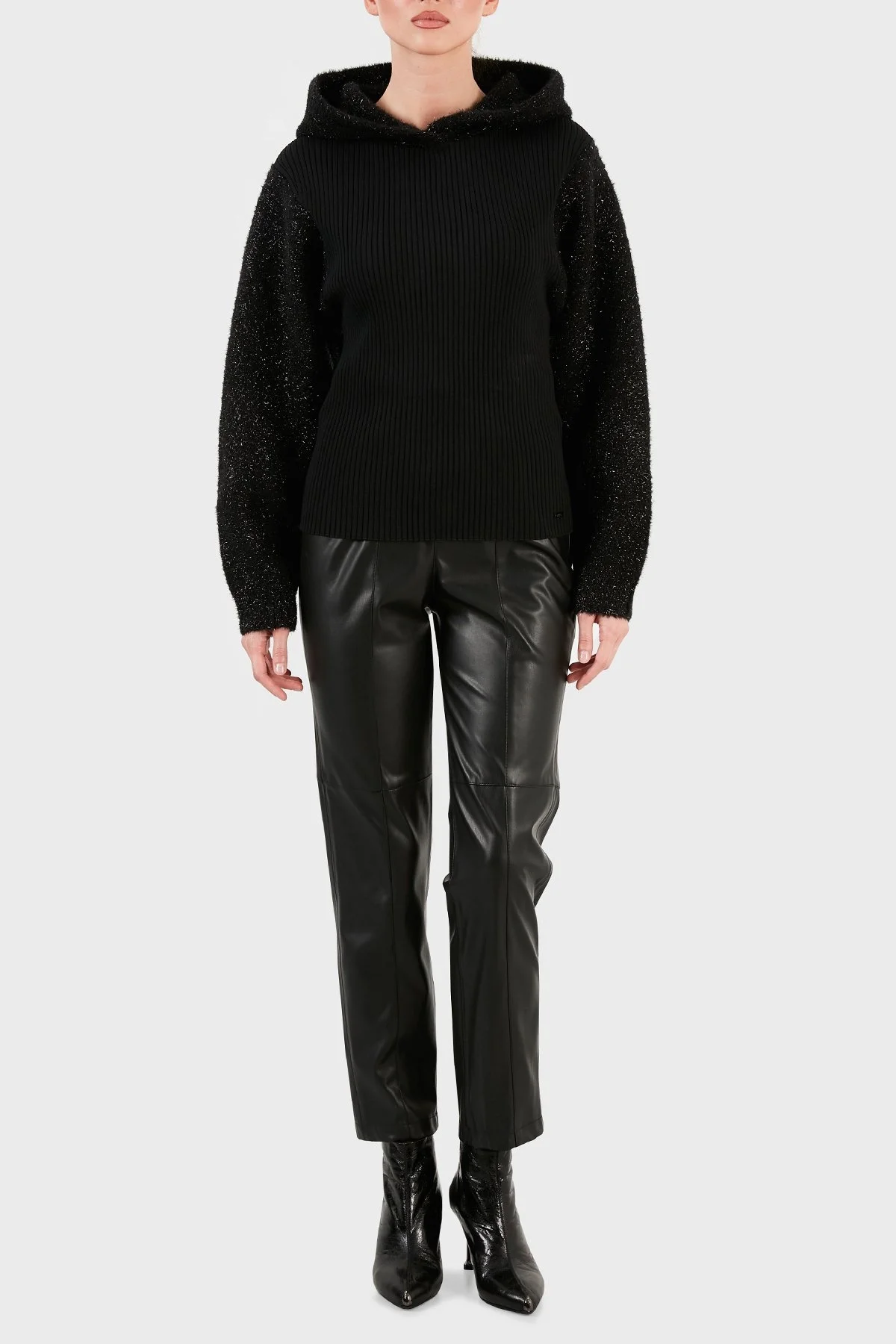 Armani Exchange Metalik İpli Kapüşonlu Bayan Kazak 6KYM2P YMQ7Z 1200 SİYAH - 5