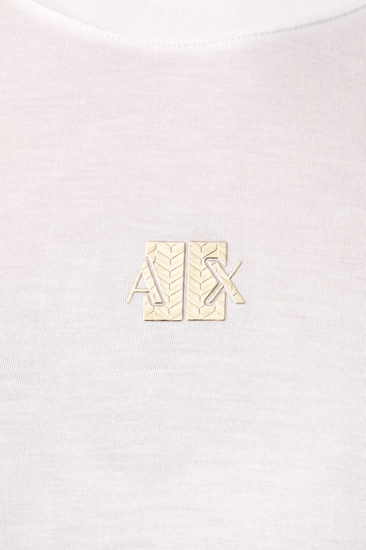 Armani Exchange Metalik Logolu Jarse Kumaş Bisiklet Yaka Kadın T Shirt XW002773 AF26303 U0002 Beyaz - 4