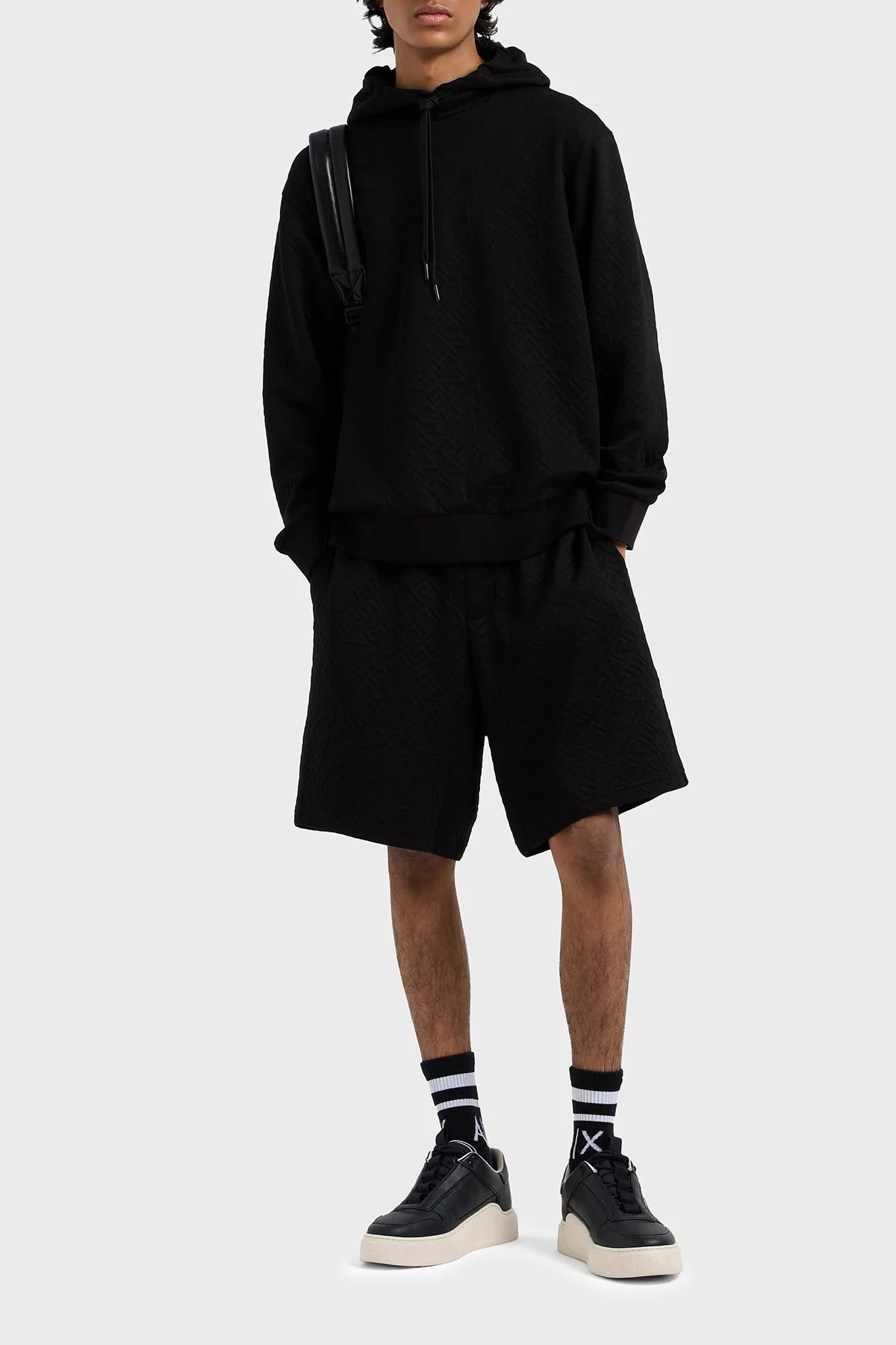 Armani Exchange Monogram Logo Baskılı Regular Fit Normal Bel Erkek Short XM000476 AF13037 FC013 SİYAH - 6