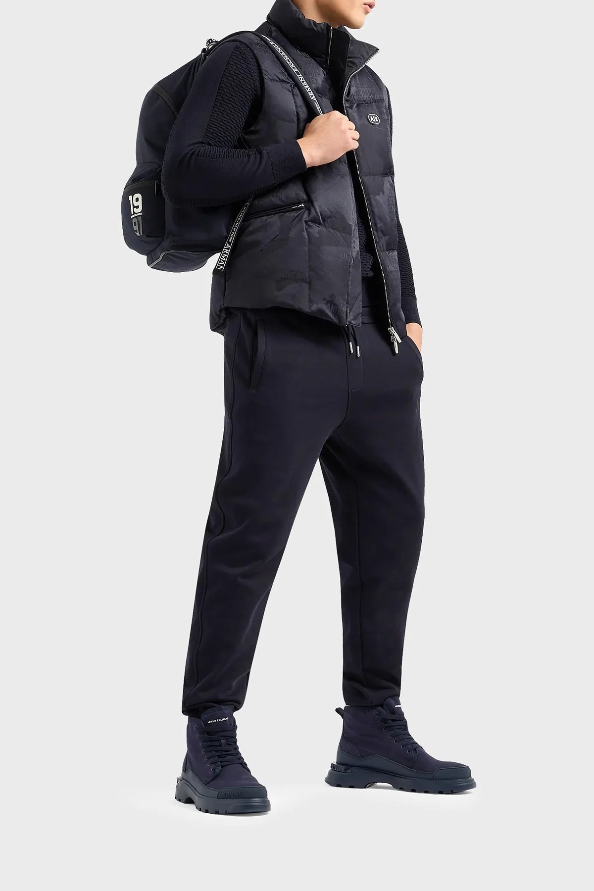 Armani Exchange Ördek Tüyü Dolgulu Dik Yaka Şişme Erkek Yelek 3DZQL5 ZN3HZ 55JK LACİVERT - 3