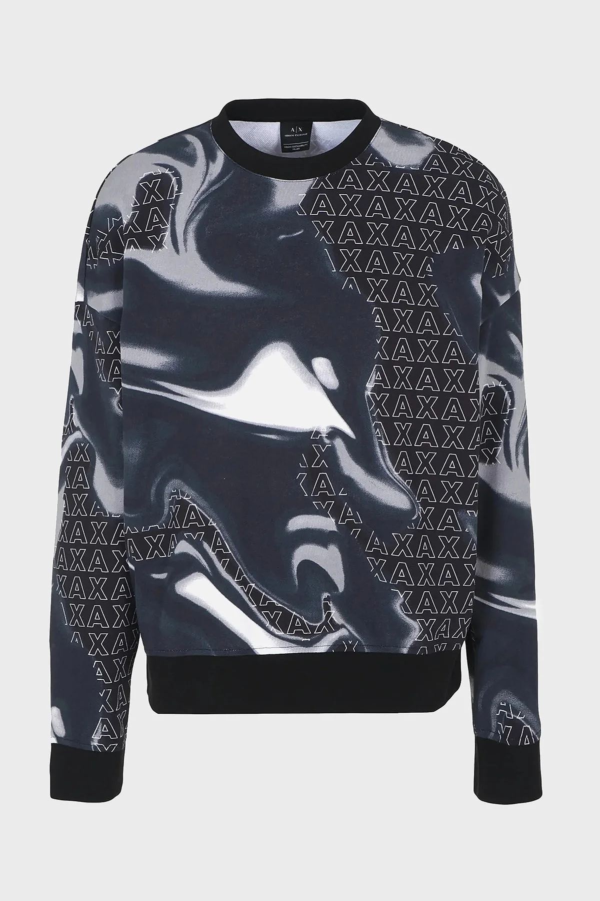 Armani Exchange Organik Pamuklu Regular Fit Logo Desenli Tasarım Erkek Sweat 6RZMHH ZJDGZ 22BS SİYAH-GRİ - 1