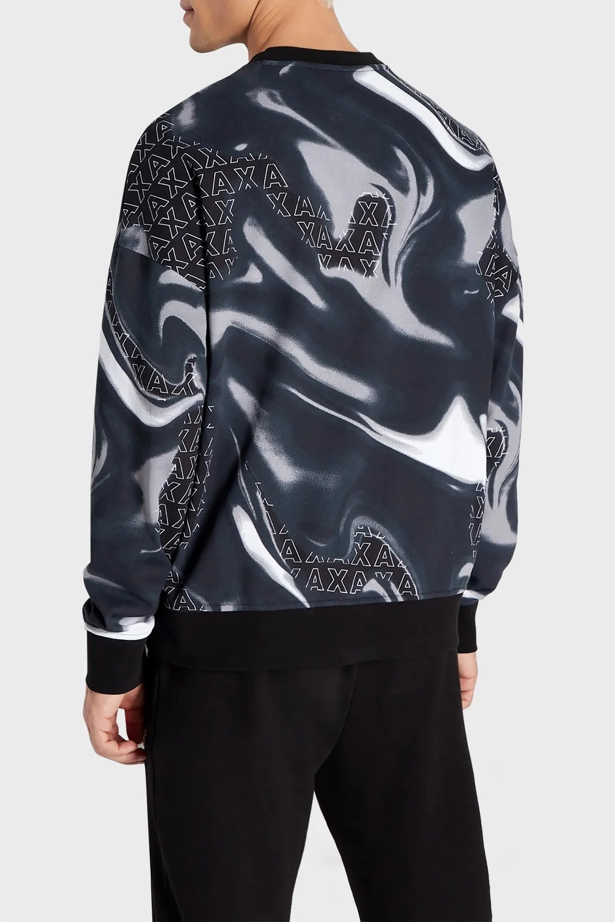 Armani Exchange Organik Pamuklu Regular Fit Logo Desenli Tasarım Erkek Sweat 6RZMHH ZJDGZ 22BS SİYAH-GRİ - 2
