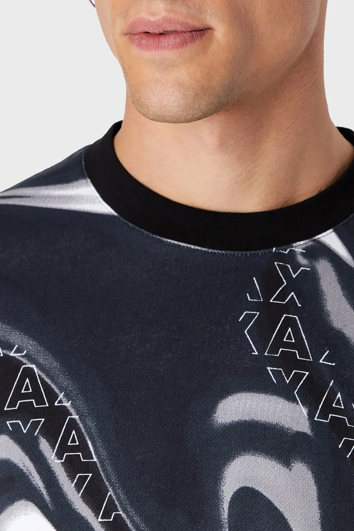 Armani Exchange Organik Pamuklu Regular Fit Logo Desenli Tasarım Erkek Sweat 6RZMHH ZJDGZ 22BS SİYAH-GRİ - 3