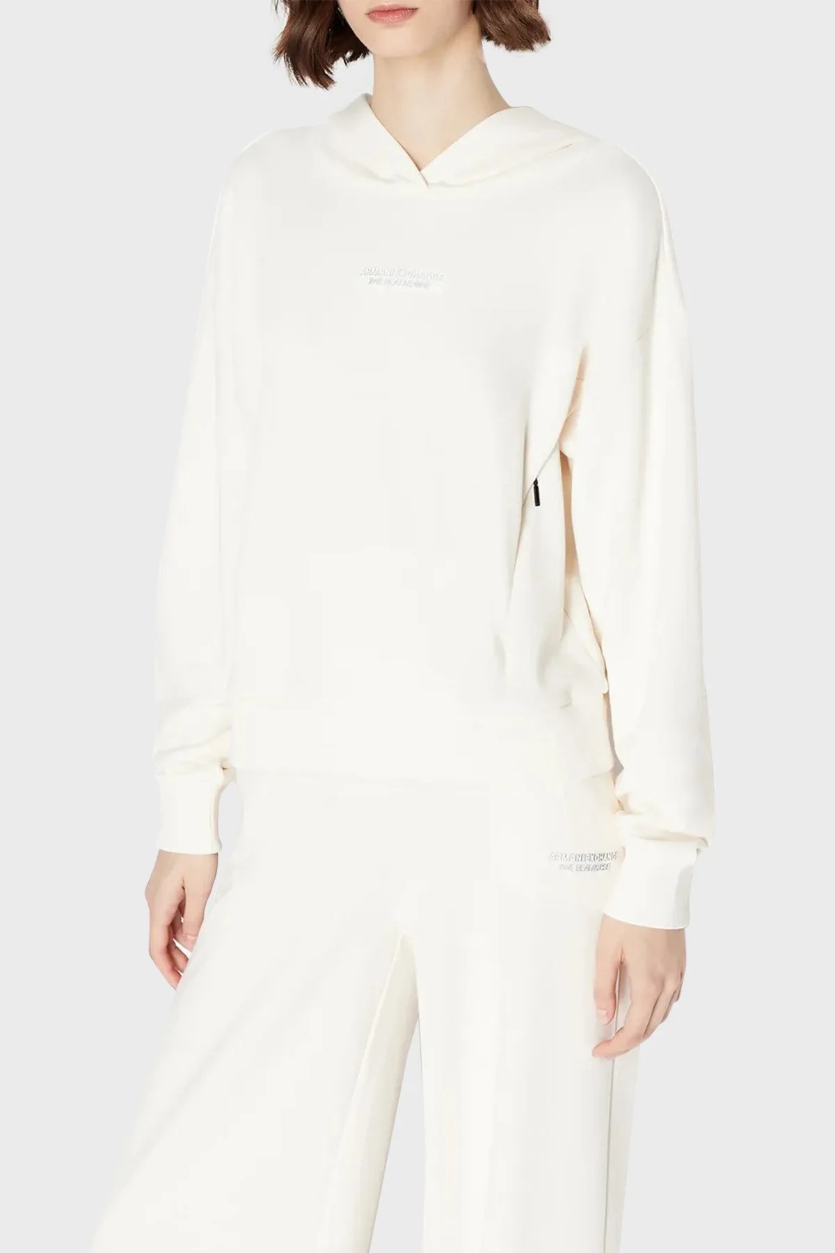 Armani Exchange Organik Pamuklu Kapüşonlu Regular Fit Bayan Sweat 6RYM62 YJEBZ 1130 EKRU - 1