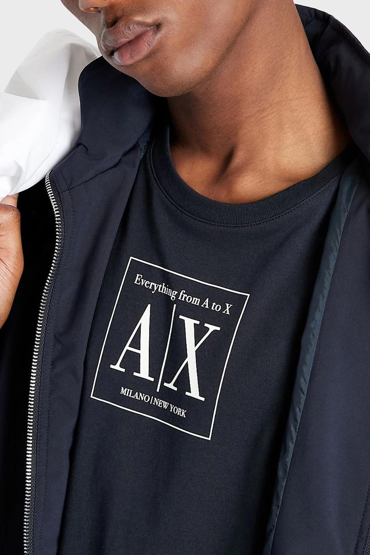 Armani Exchange Organik Pamuklu Regular Fit Bisiklet Yaka Erkek T Shirt 3LZTEE ZJFCZ 1510 LACİVERT - 2