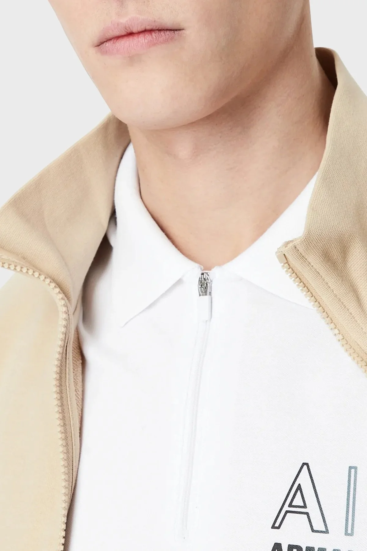Armani Exchange Organik Pamuklu Regular Fit Fermuarlı Polo T Shirt Erkek Polo Yaka T Shirt 3RZFJA ZJYCZ 1100 BEYAZ - 4